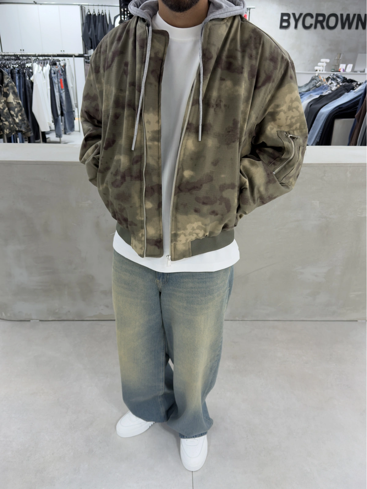 Kamuflaj Premium Oversize Şişme Mont