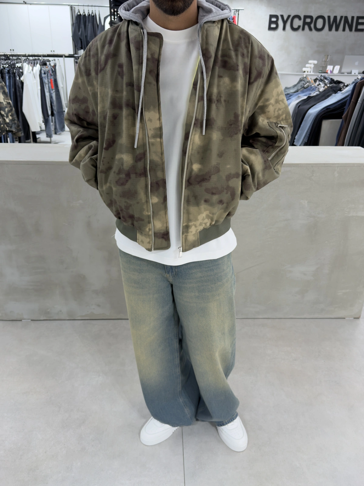 Kamuflaj Premium Oversize Şişme Mont