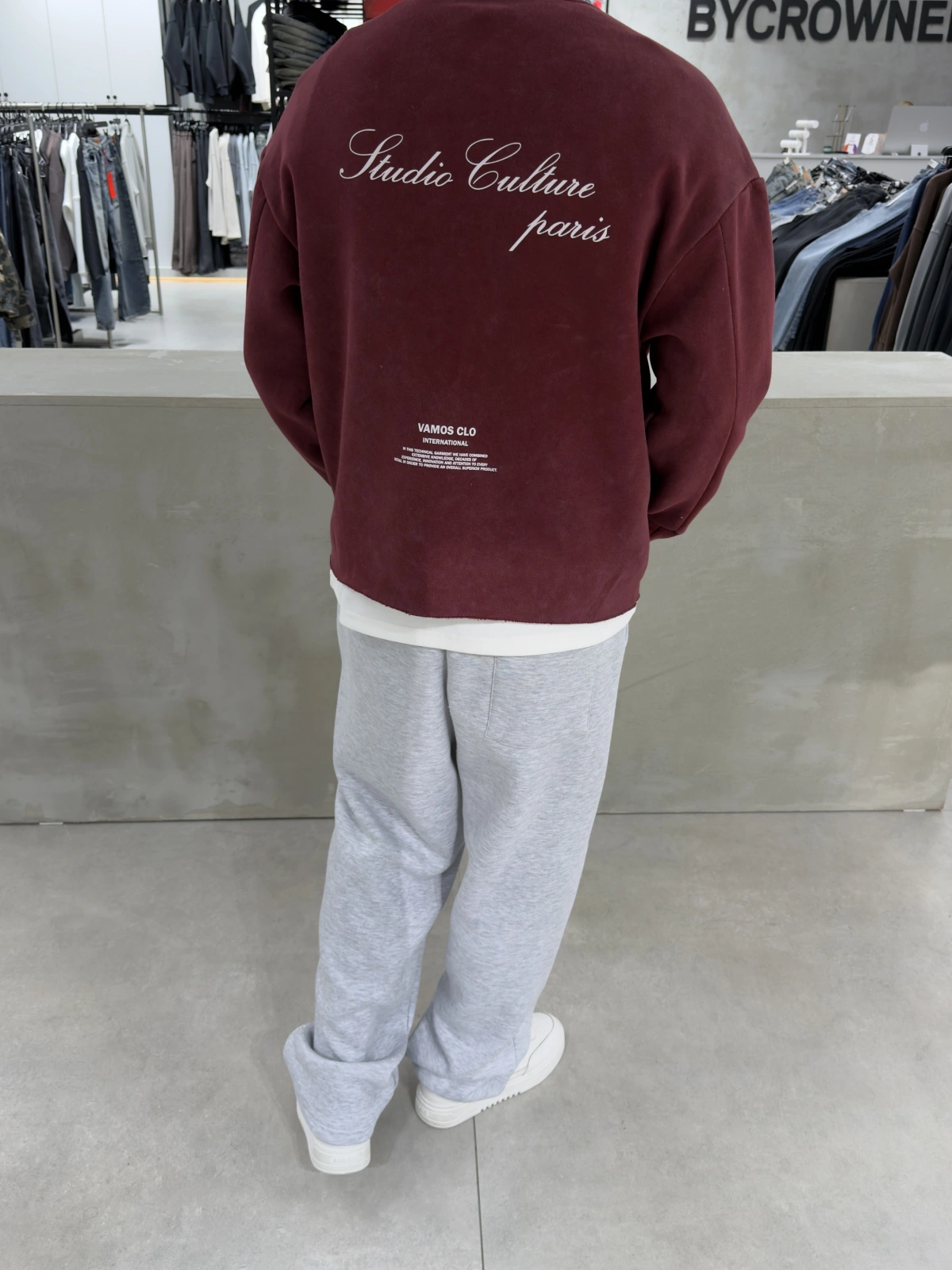 Bordo Yıkamalı Oversize Sweat