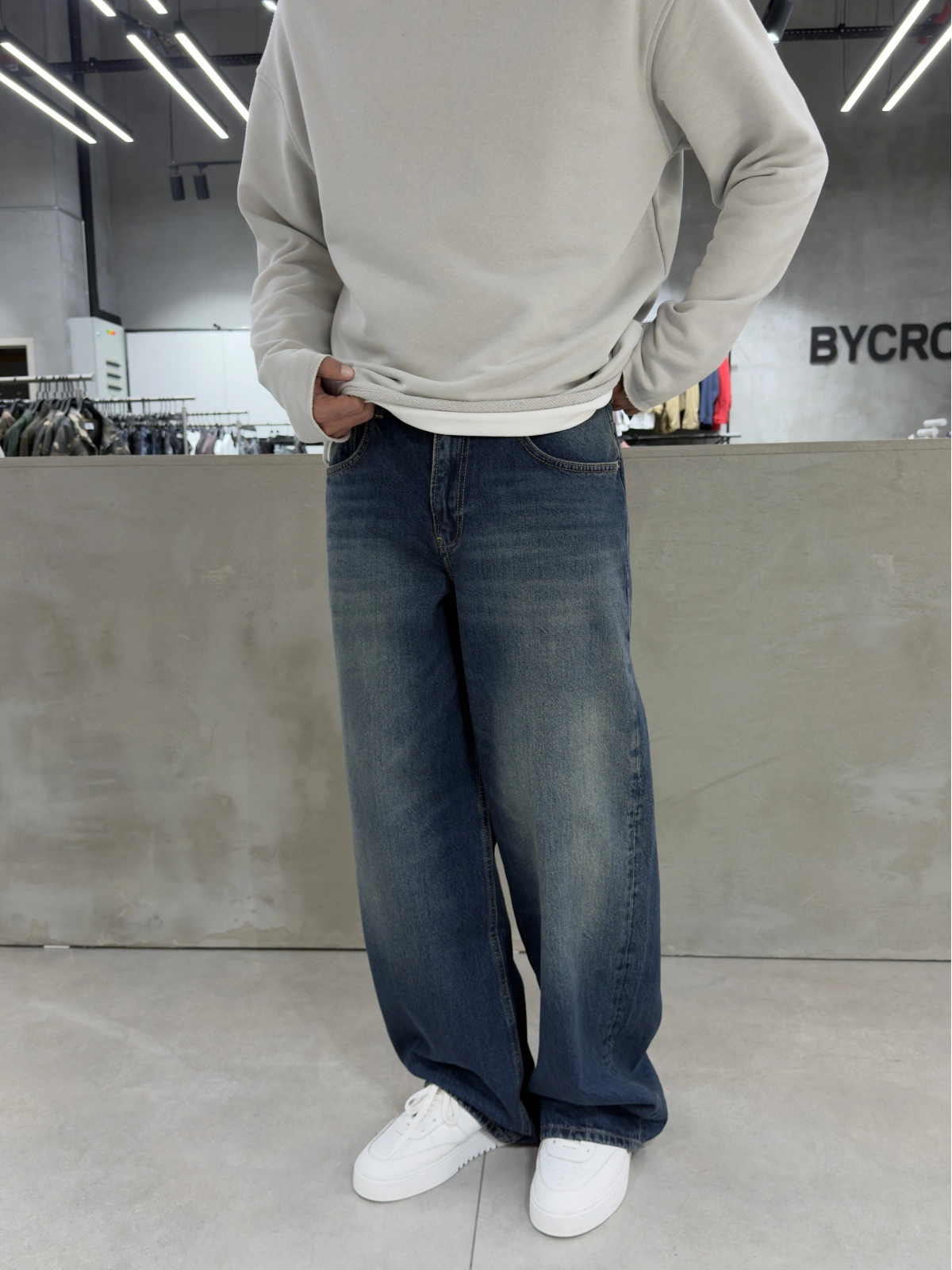 Mavi Eskitme Denim Süper Baggy