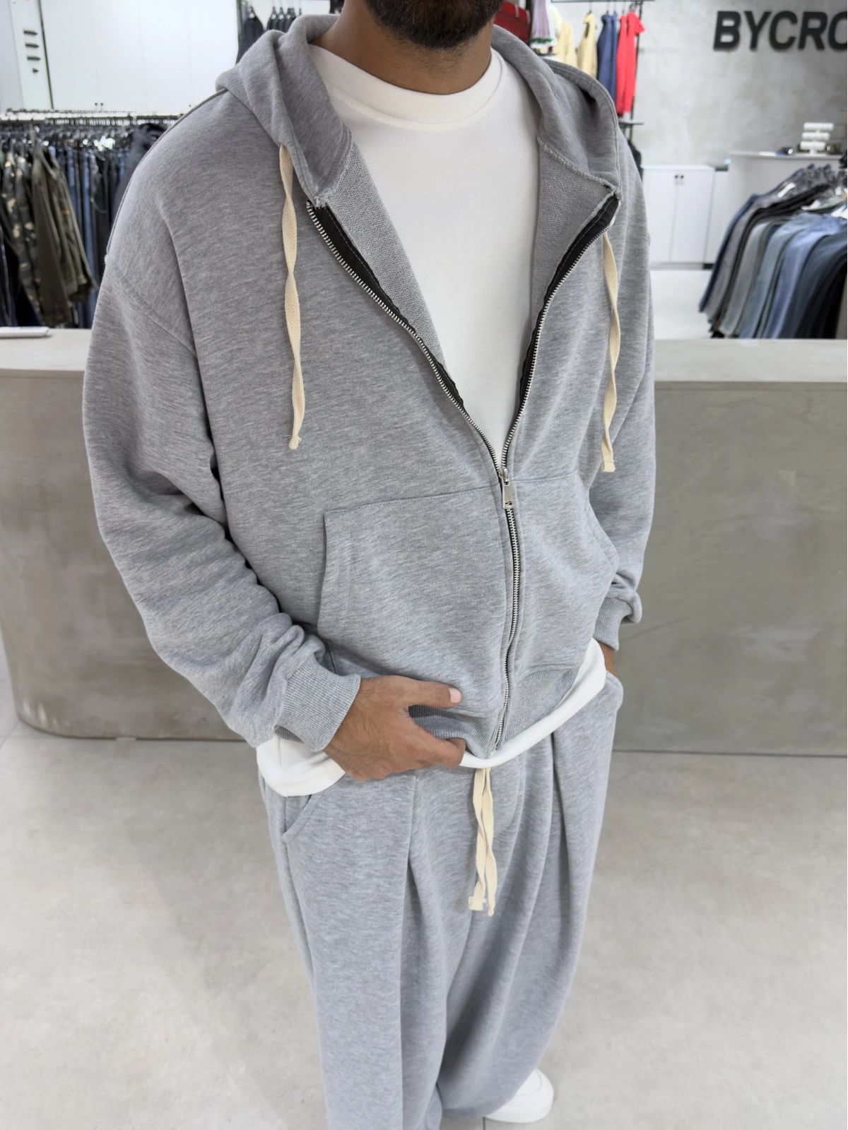 Gri Melange Premium Oversize Eşofman Takım