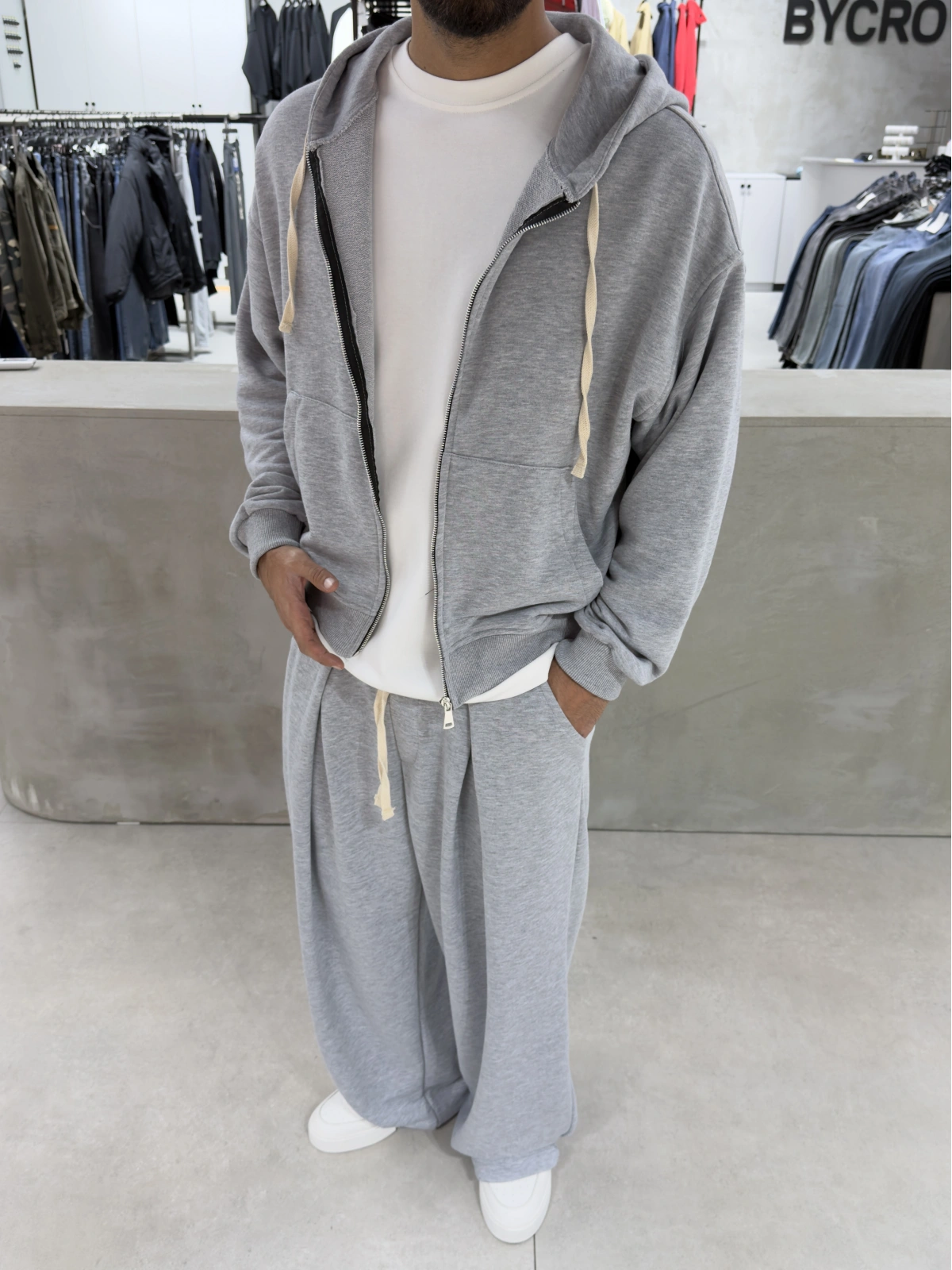 Gri Melange Premium Oversize Eşofman Takım