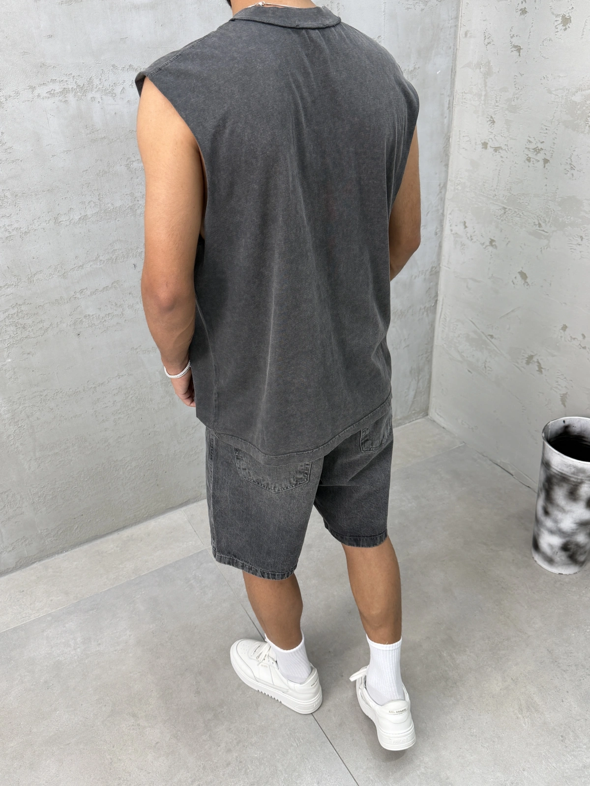 Antrasit Darklıght Baskılı Oversize Atlet