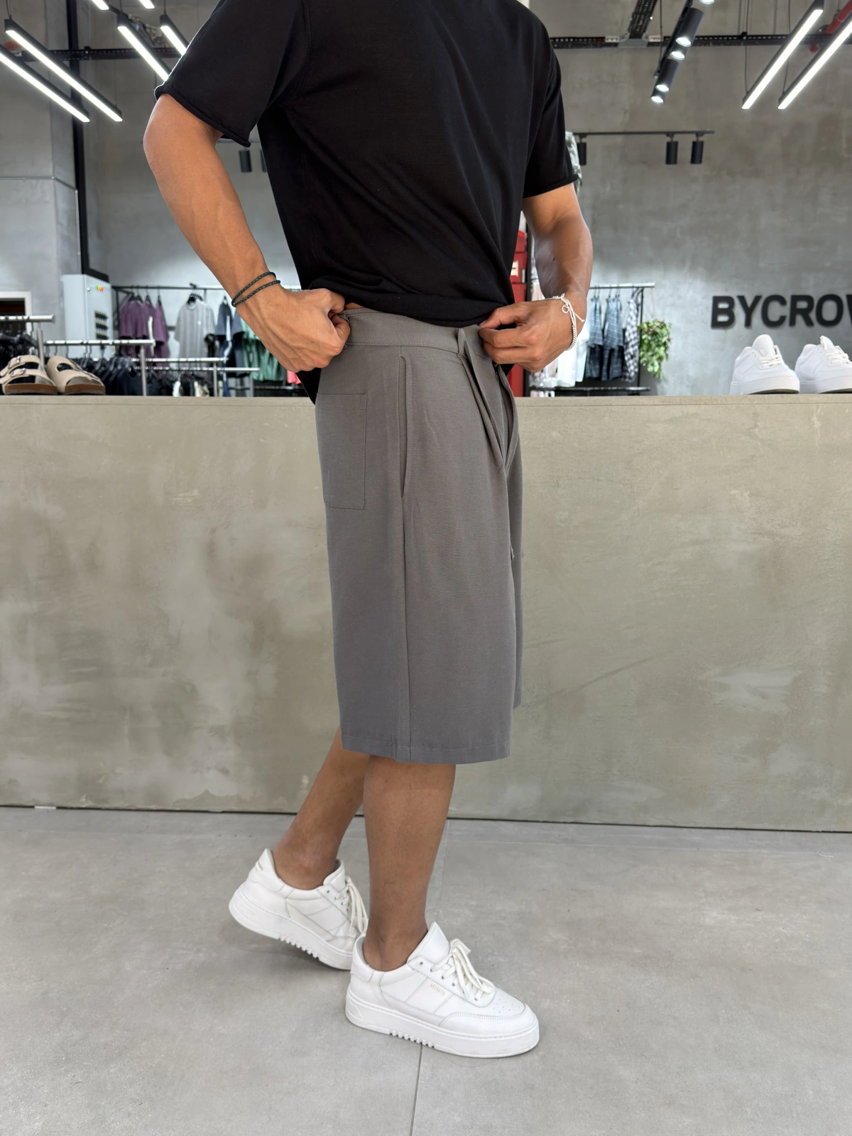 Antrasit Keten Bol Kalıp Baggy Şort