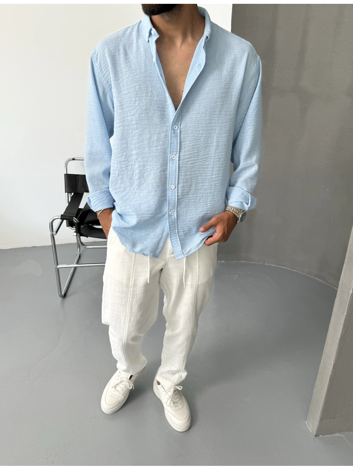 Bebe Mavi Premium Oversize Gömlek