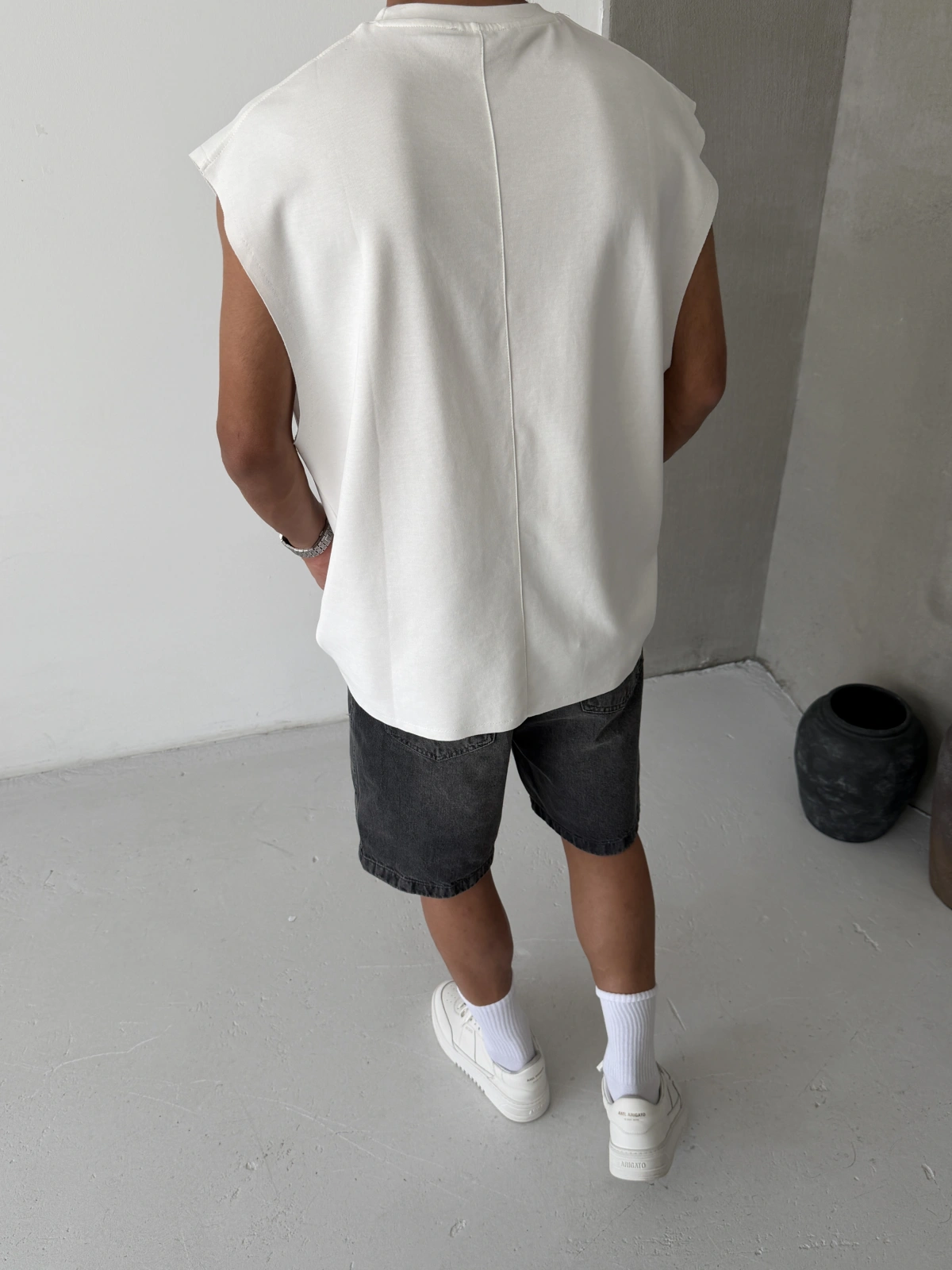 Beyaz Basic Oversize Atlet