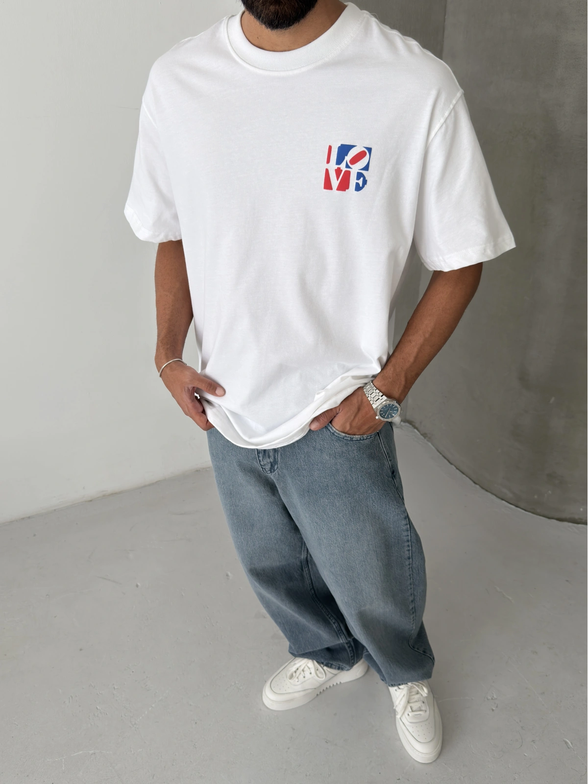Beyaz Love Oversize T-shirt