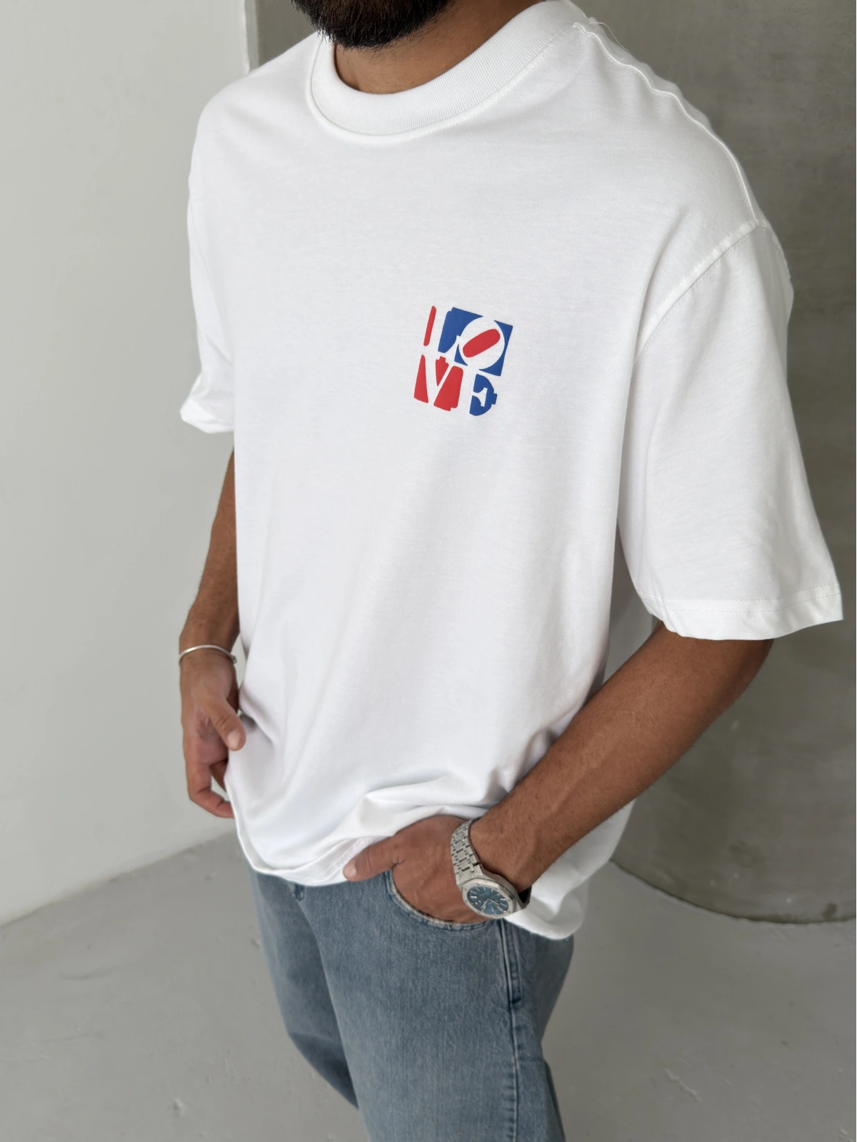 Beyaz Love Oversize T-shirt