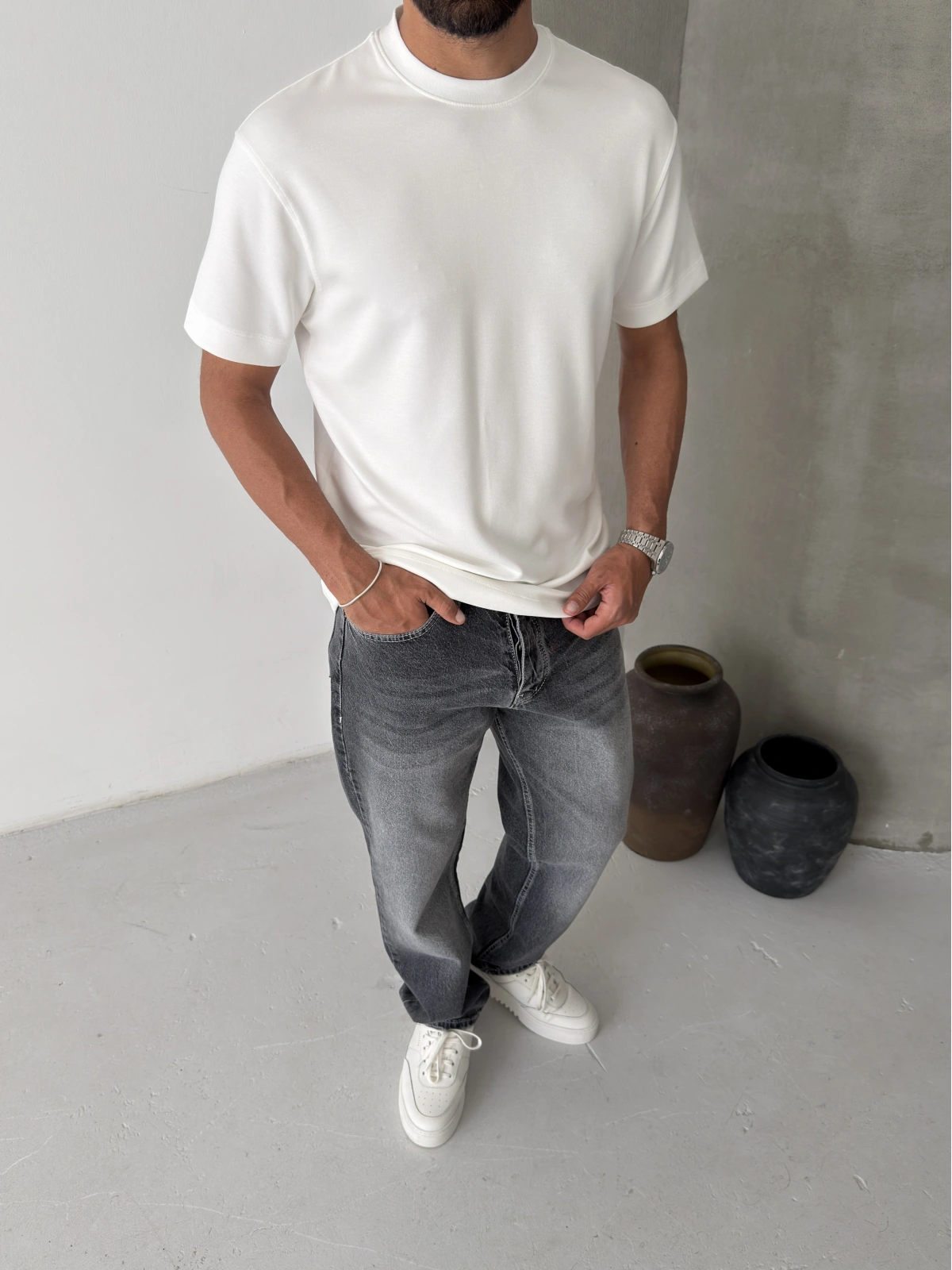 Beyaz Modal Regular T-shirt