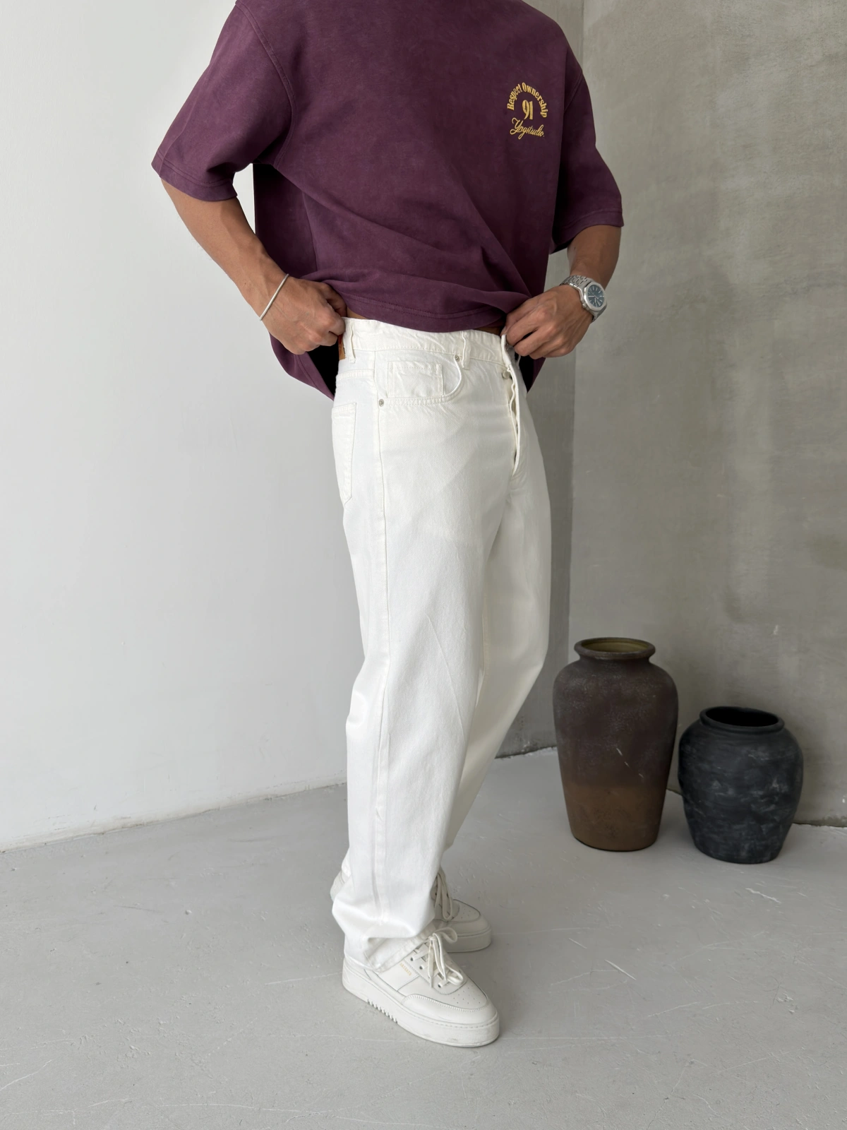 Beyaz Regular Baggy Jean