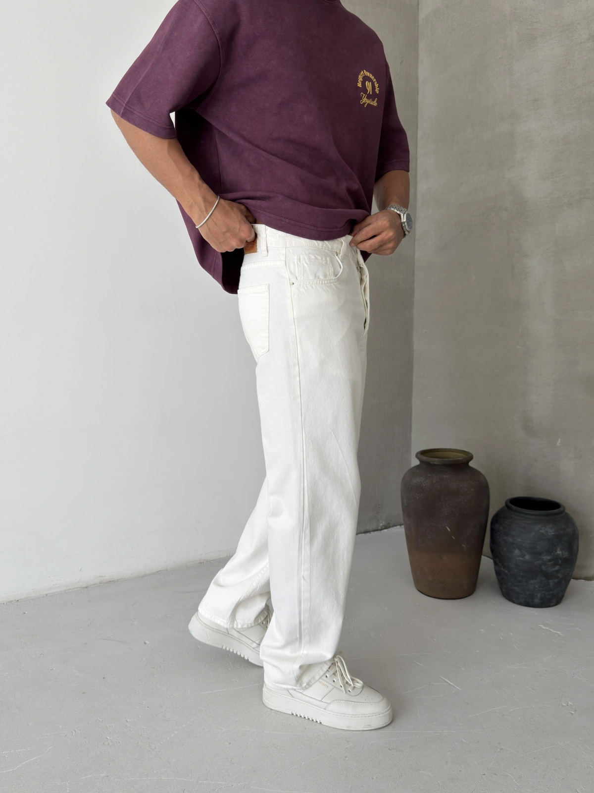 Beyaz Regular Baggy Jean