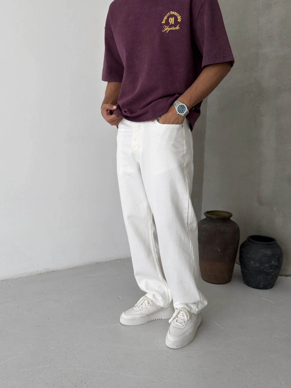 Beyaz Regular Baggy Jean