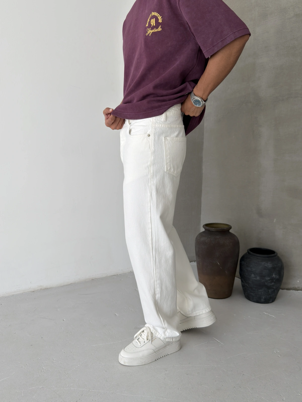 Beyaz Regular Baggy Jean