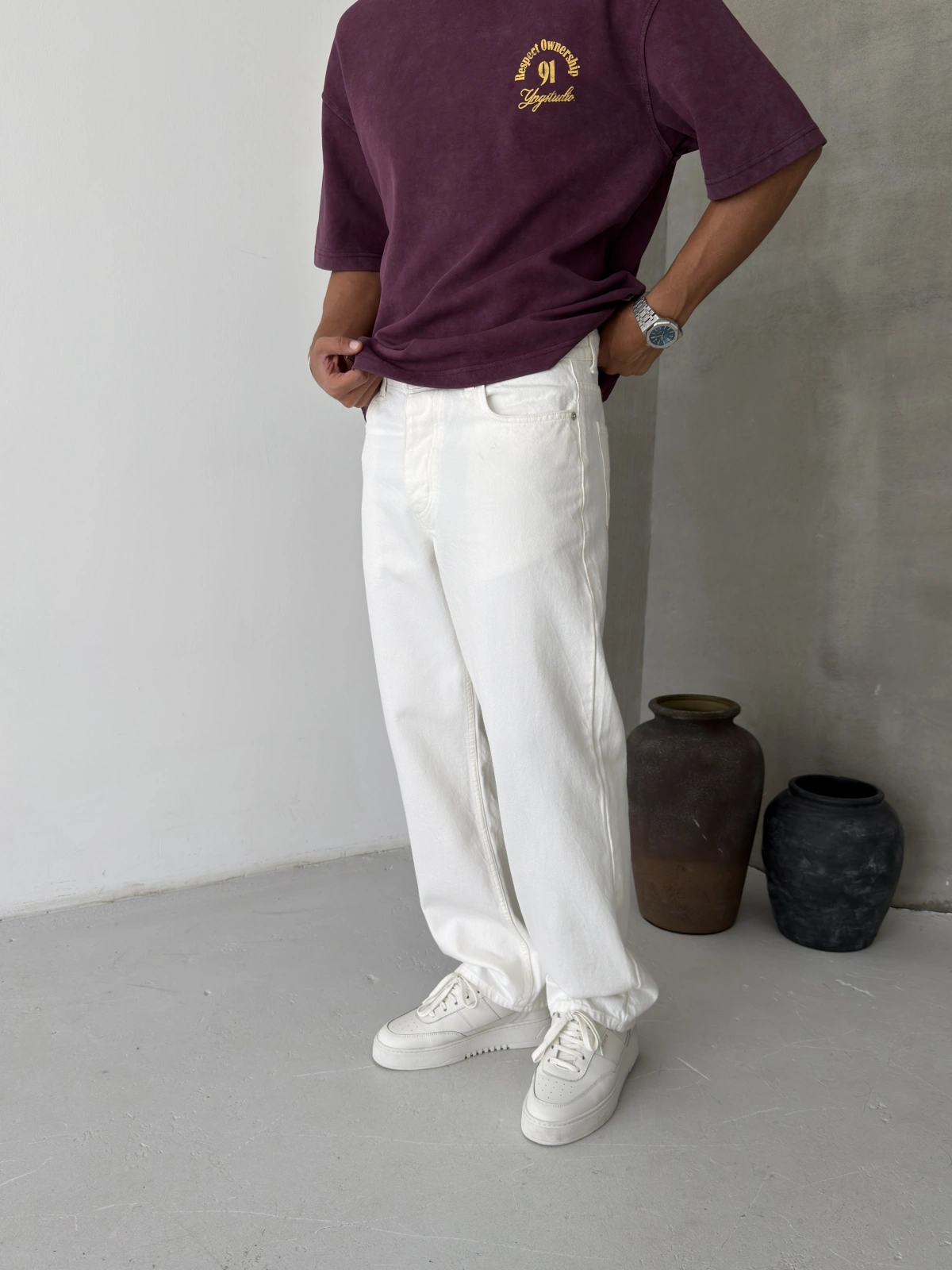Beyaz Regular Baggy Jean