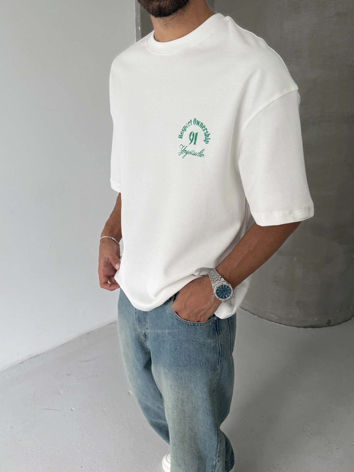Beyaz Respect Oversize Tshirt