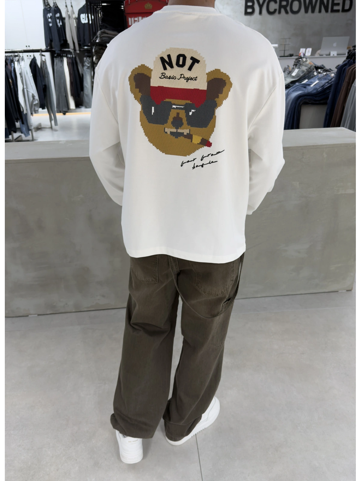 Beyaz Tedy Oversize Uzun Kol Sweat