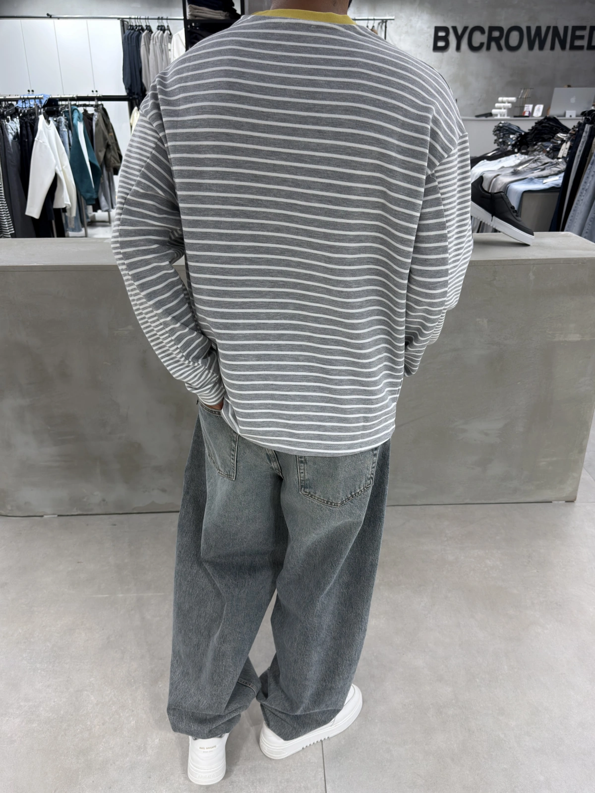 Gri Çizgili Young Oversize Sweatshirt