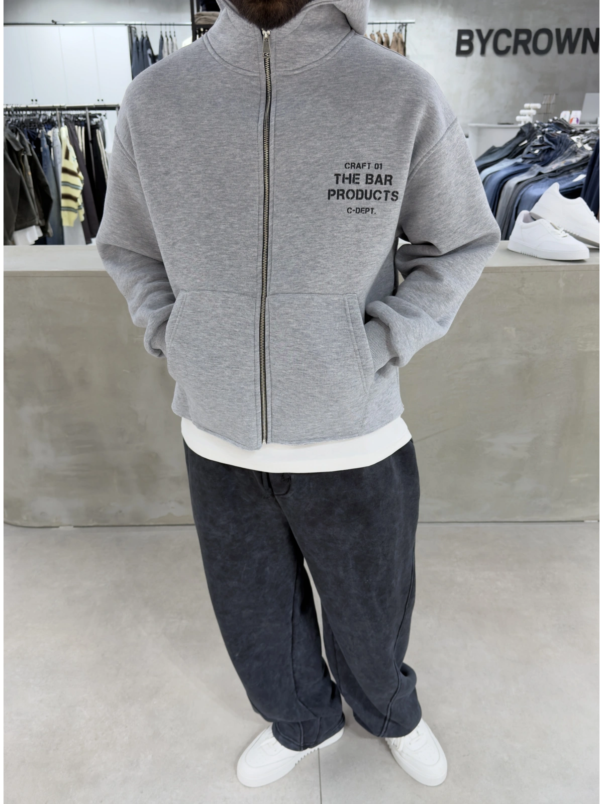 Gri Melange Craft Oversize Hırka