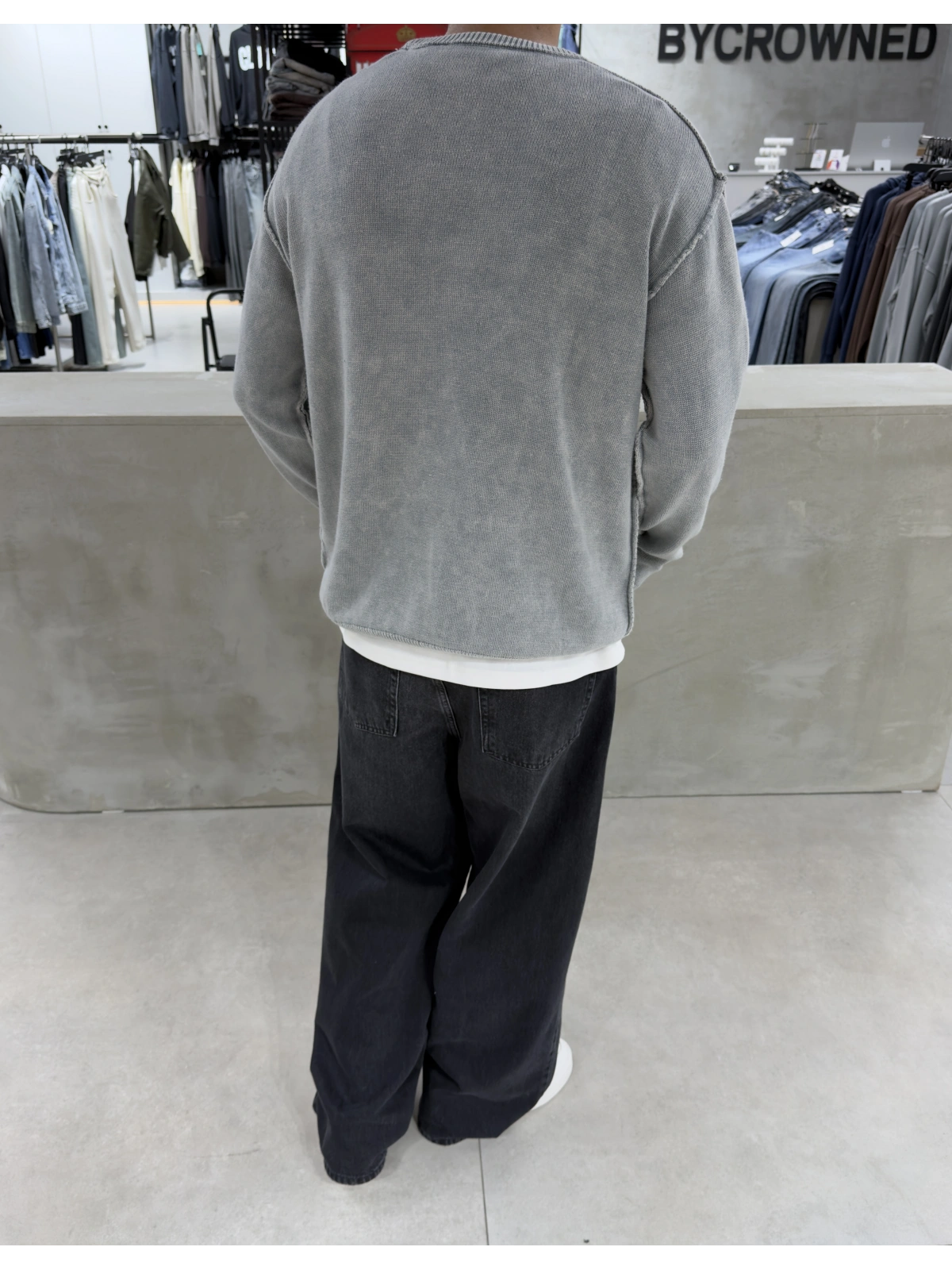 Gri Oversize Urban Triko Kazak