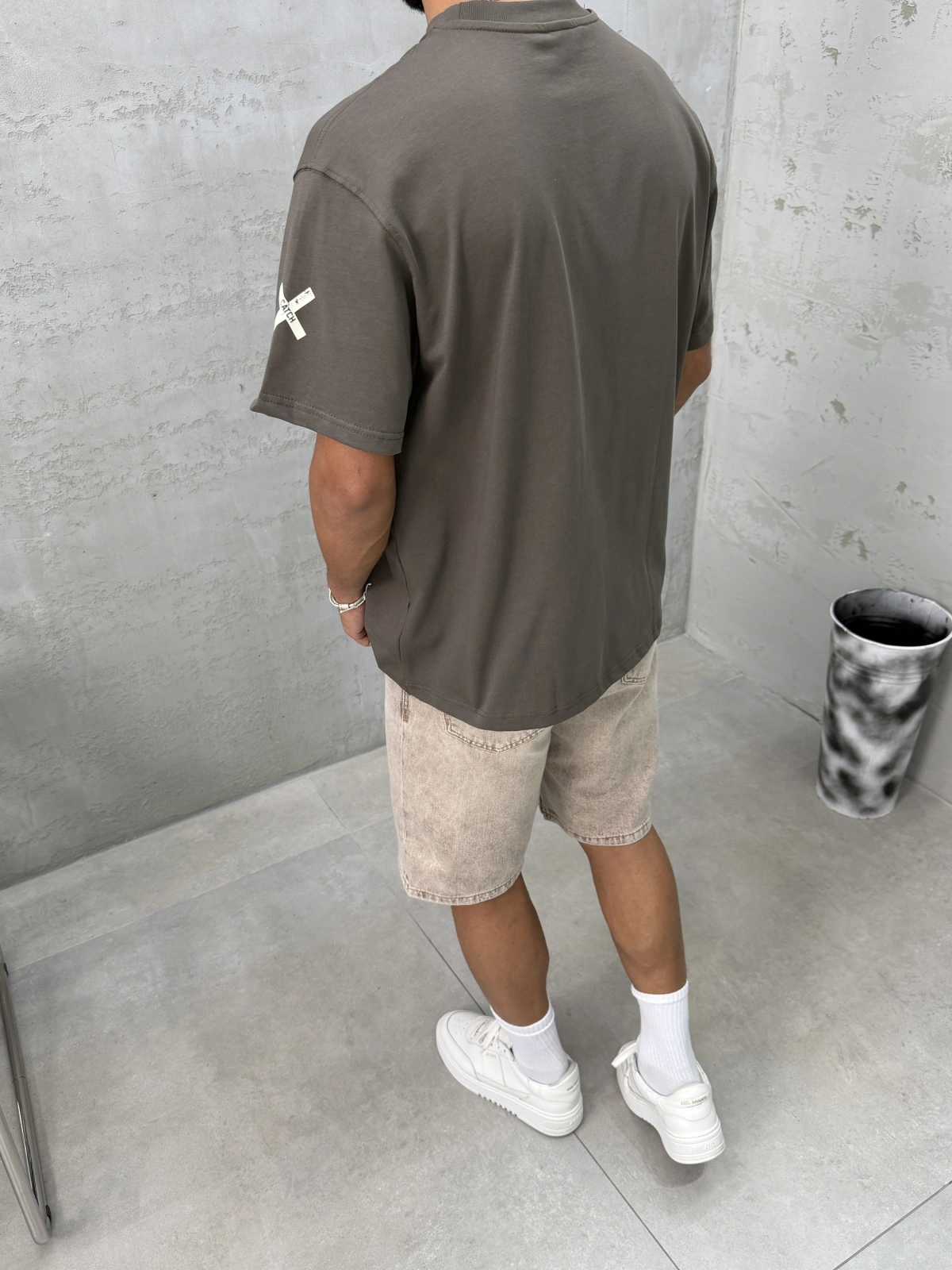 Haki X Baskılı Oversize T-shirt