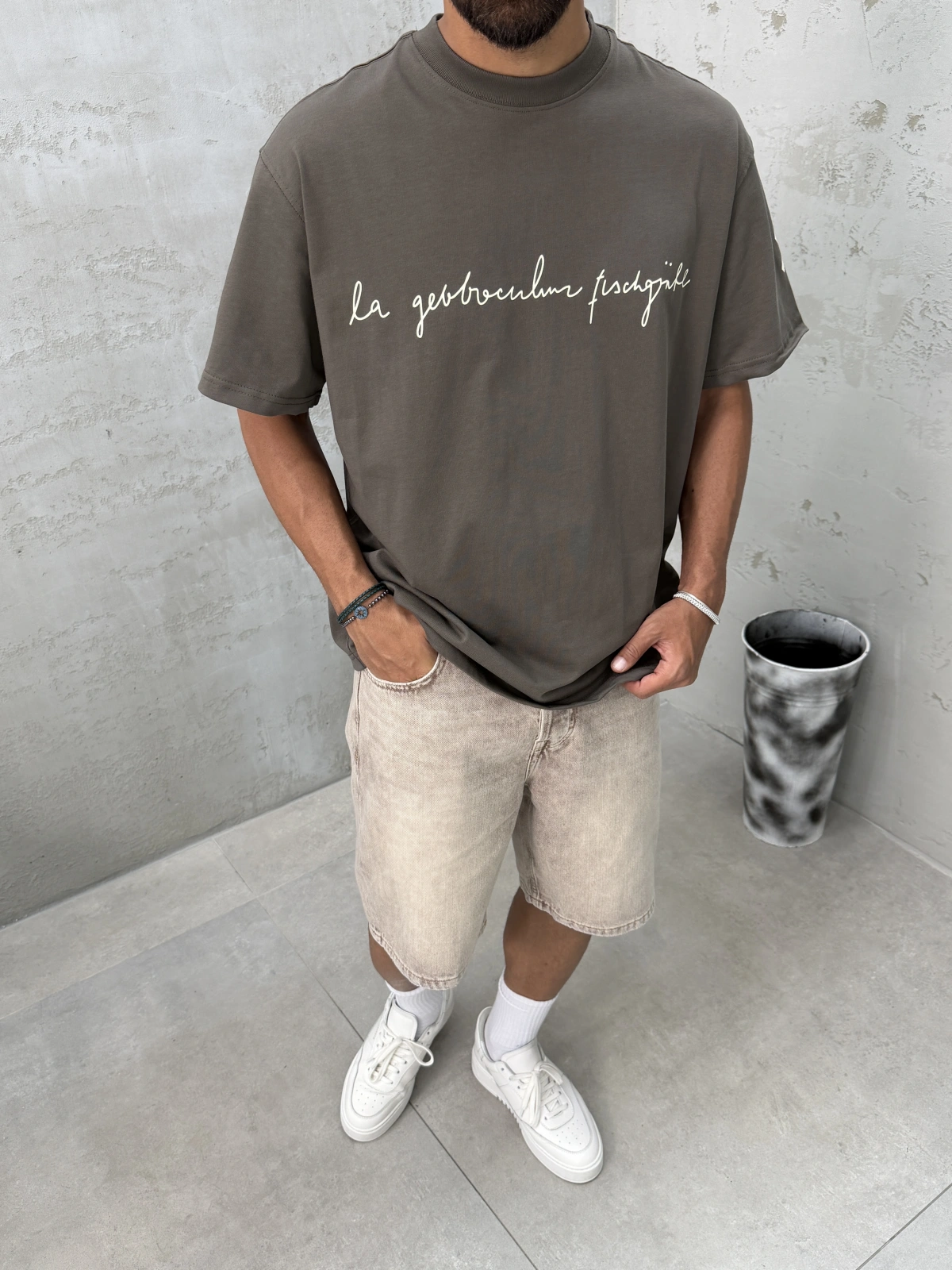 Haki X Baskılı Oversize T-shirt
