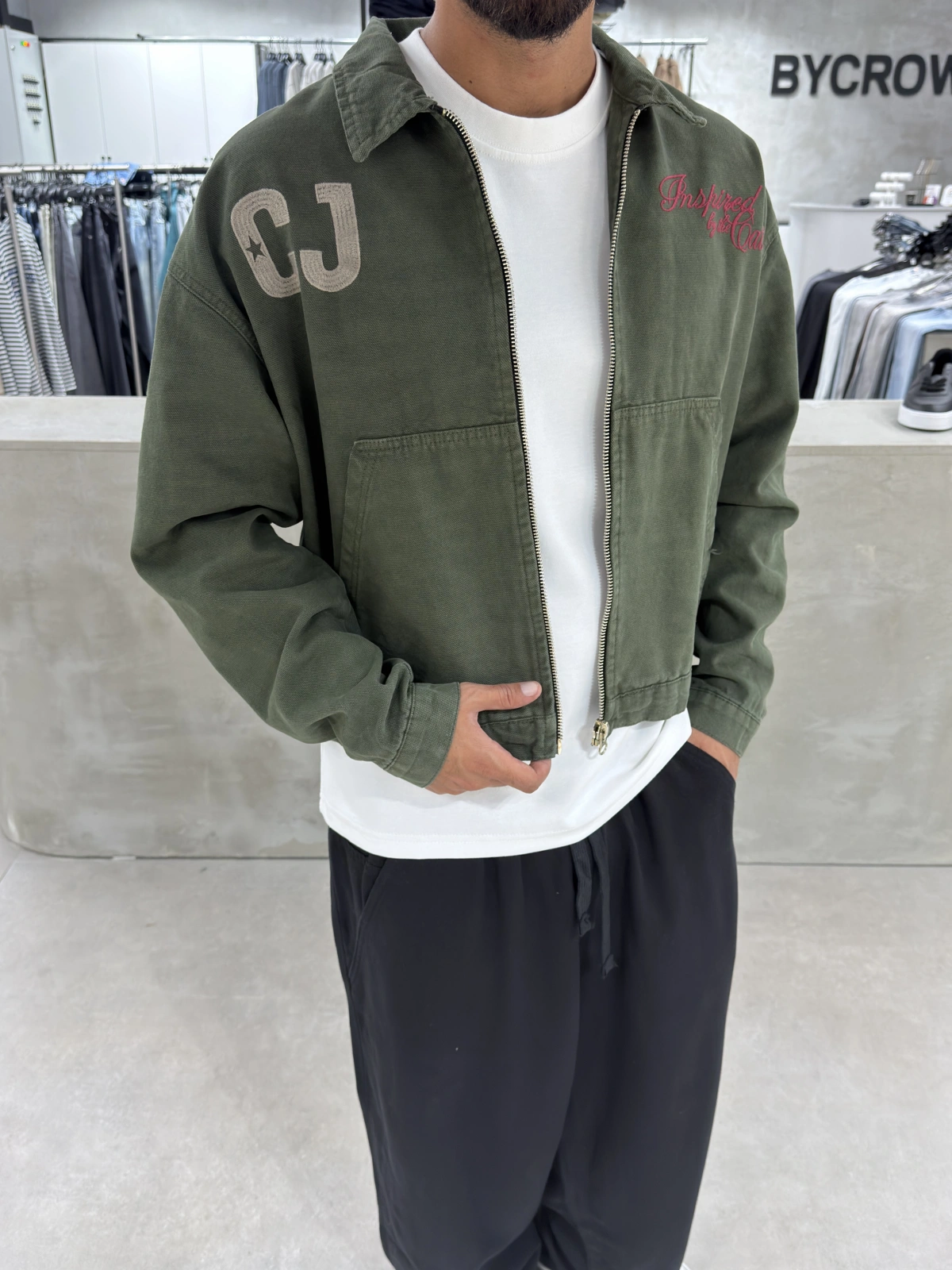 Haki Yıkamalı CJ Oversize Boxy Ceket