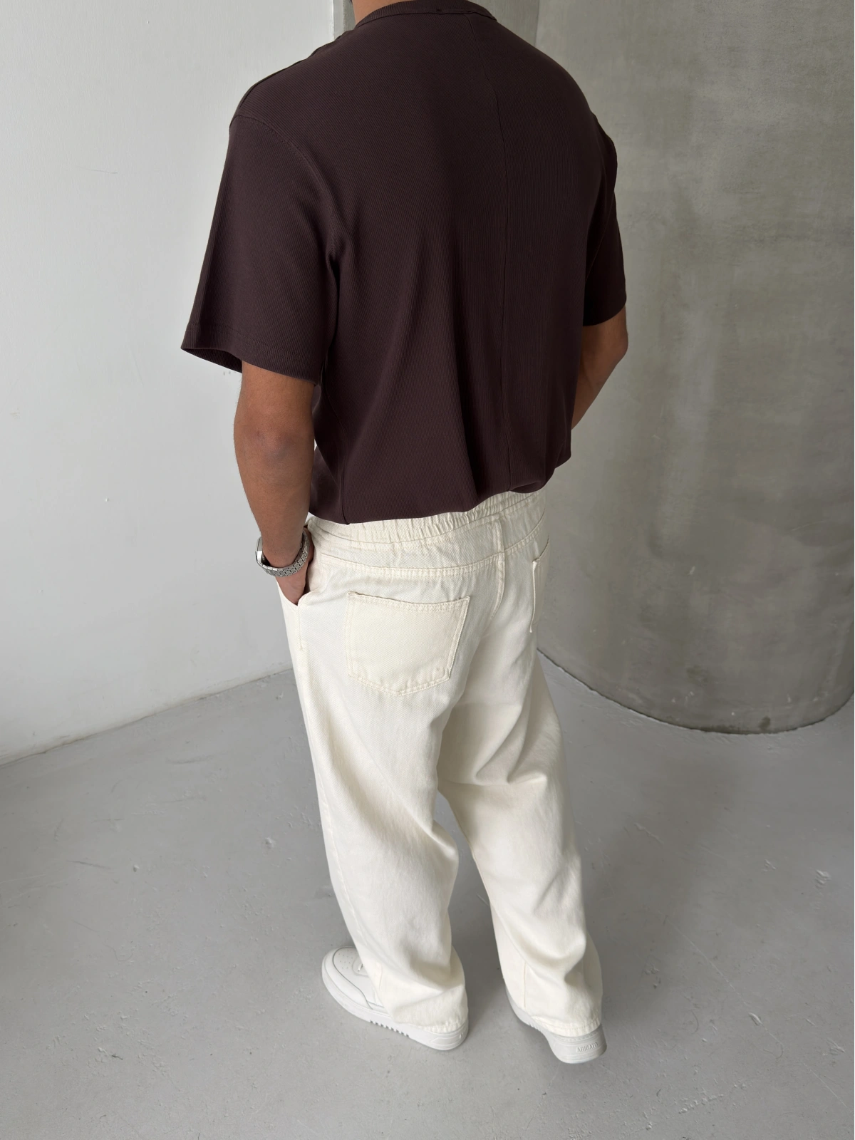 Kahve Basic Fitilli Regular T-shirt