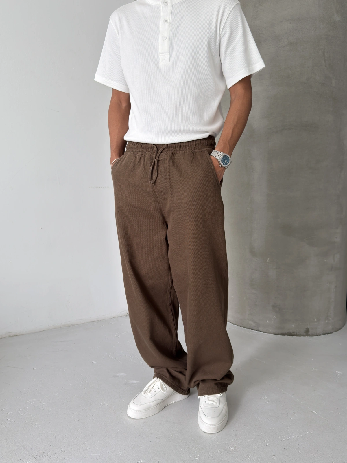 Kahve Gabardin Ekstra Bol Baggy Pantolon