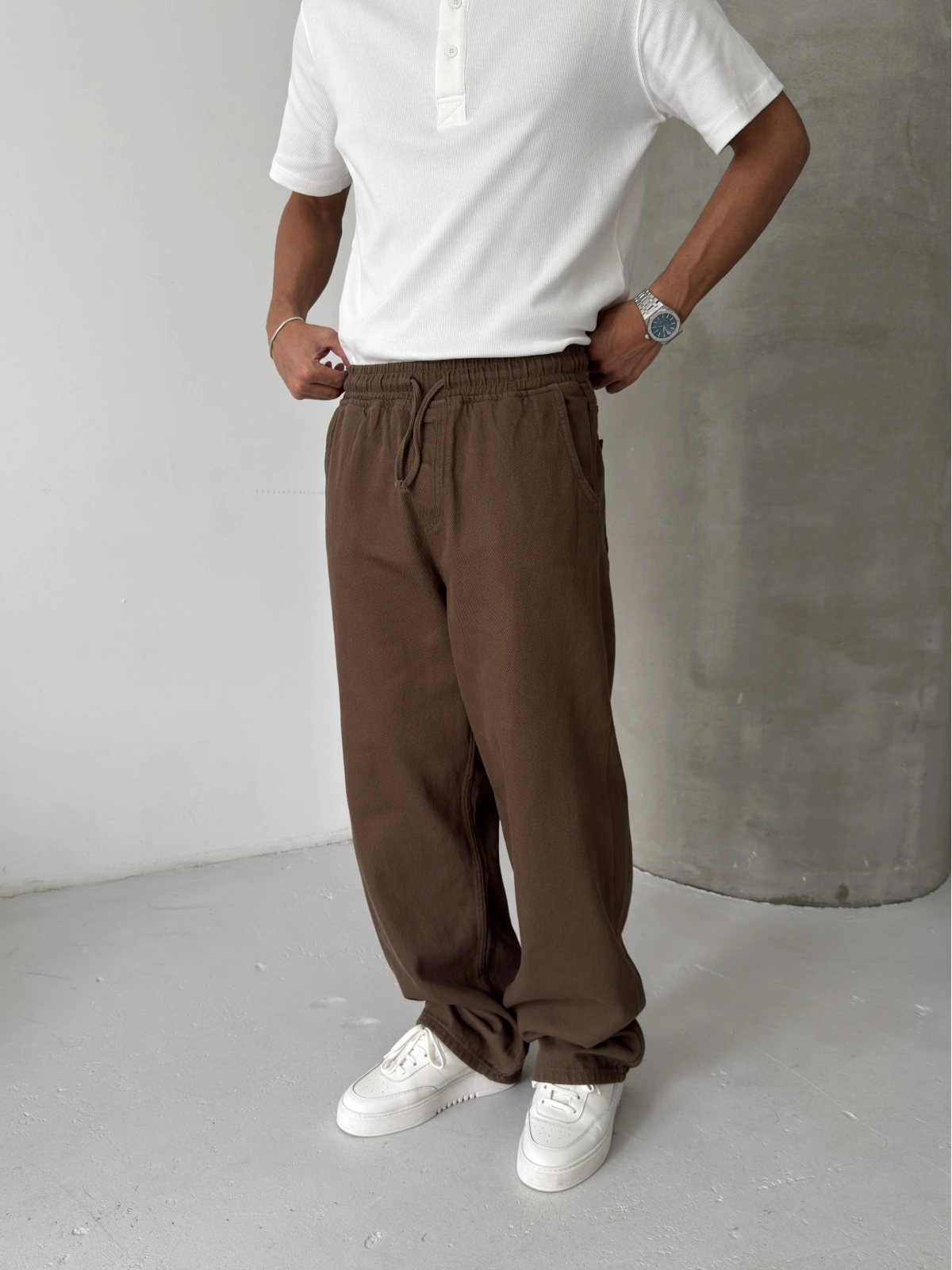 Kahve Gabardin Ekstra Bol Baggy Pantolon