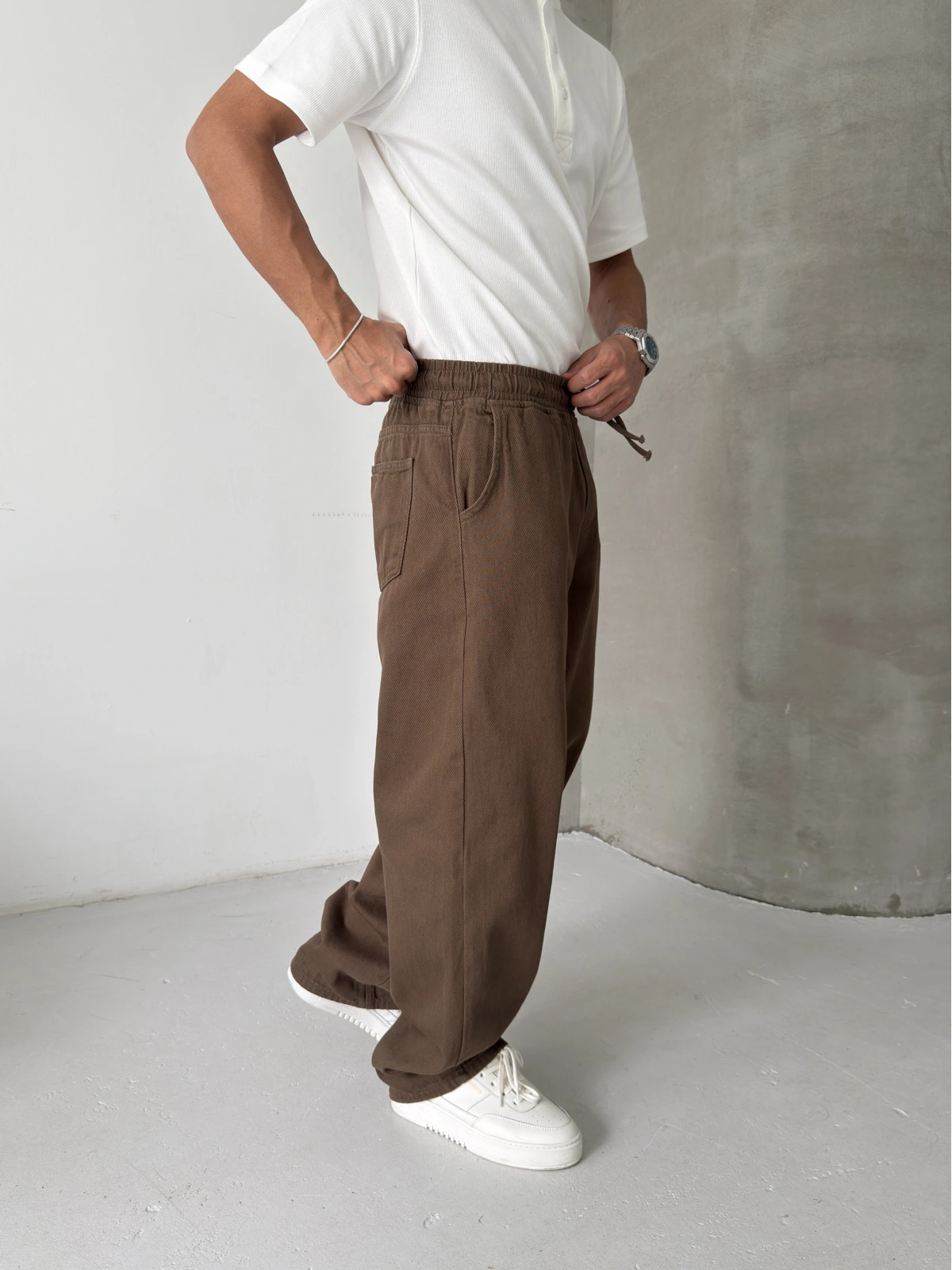Kahve Gabardin Ekstra Bol Baggy Pantolon
