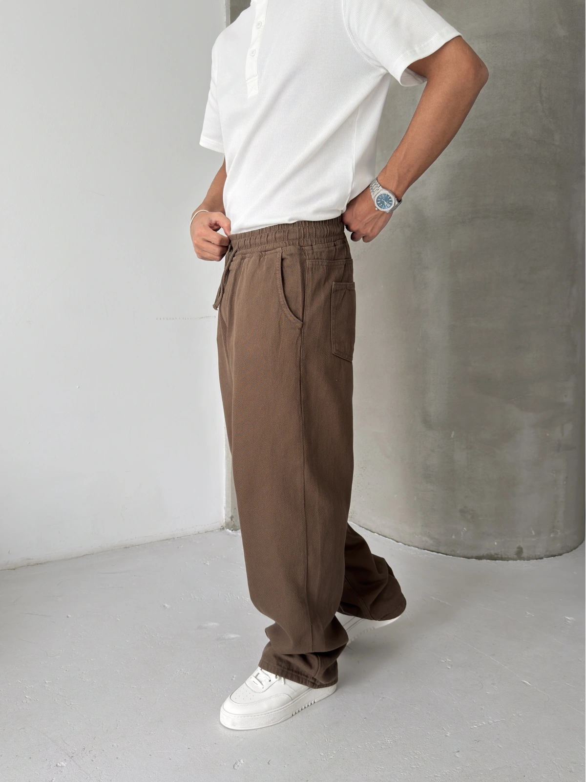 Kahve Gabardin Ekstra Bol Baggy Pantolon