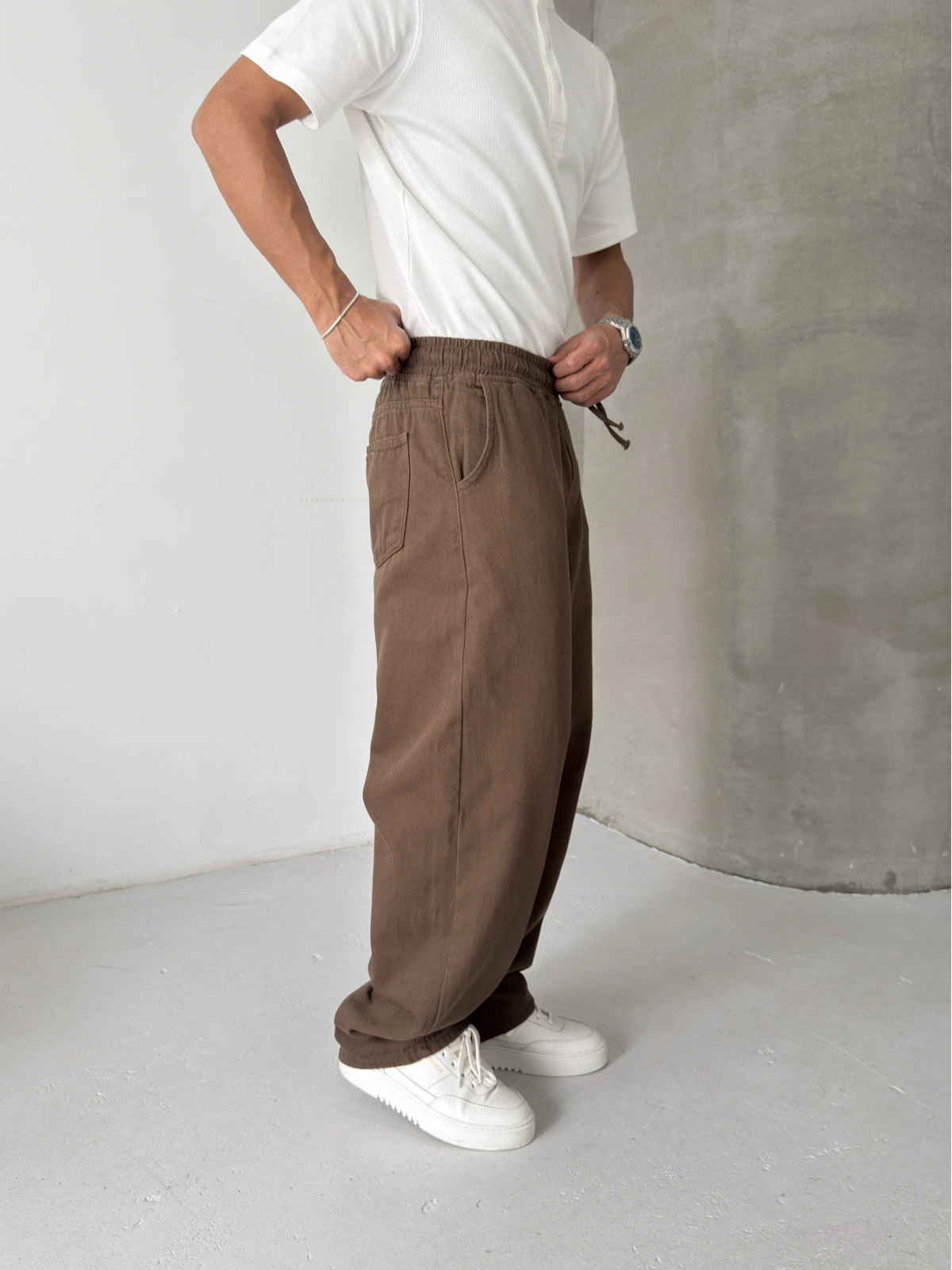 Kahve Gabardin Ekstra Bol Baggy Pantolon