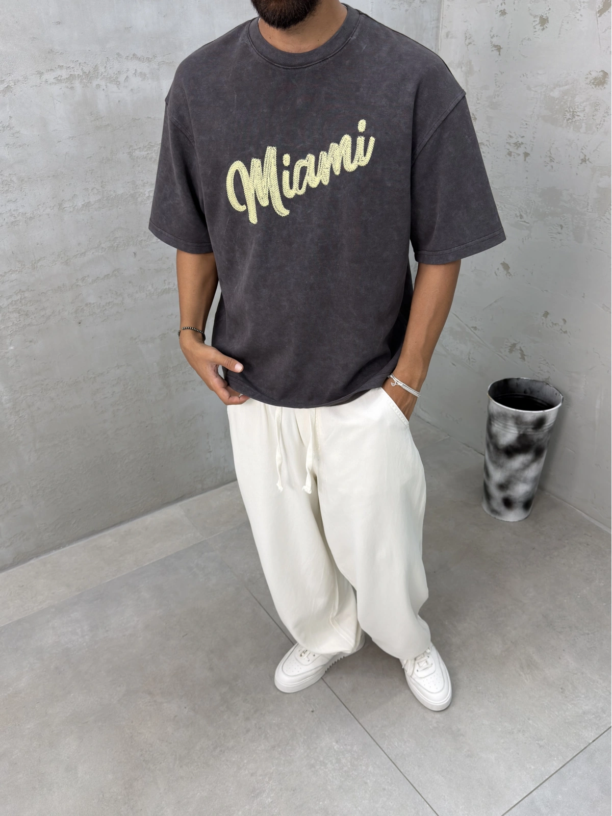 Kahve Yıkamalı Miami Oversize T-Shirt