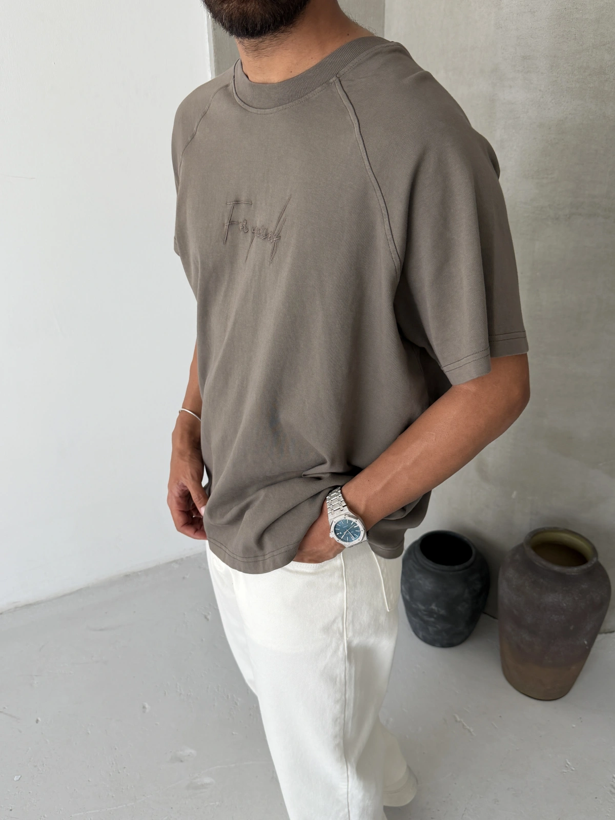 Kahve Yourself Baskılı Oversize T-shirt