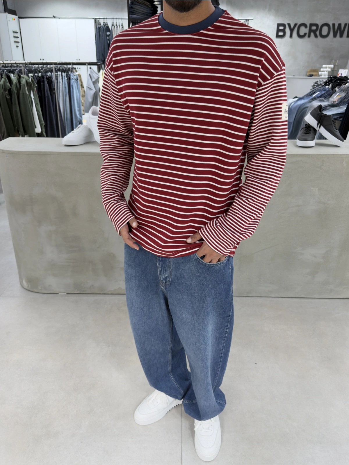 Kırmızı Çizgili Young Oversize Sweatshirt
