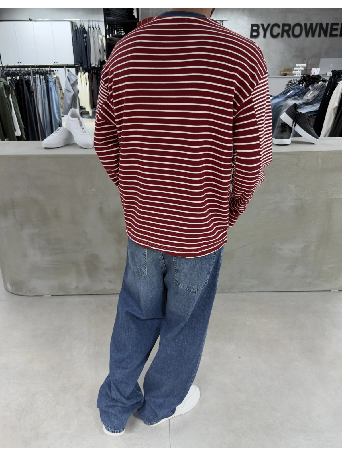 Kırmızı Çizgili Young Oversize Sweatshirt