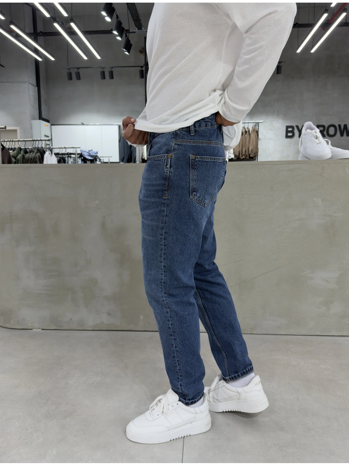 Koyu Mavi Premium Yıkamalı Boyfriend Jean