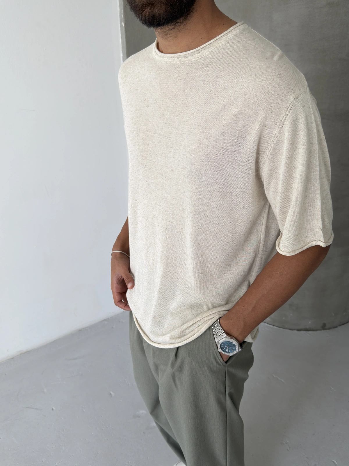 Krem Keten Oversize T-shirt