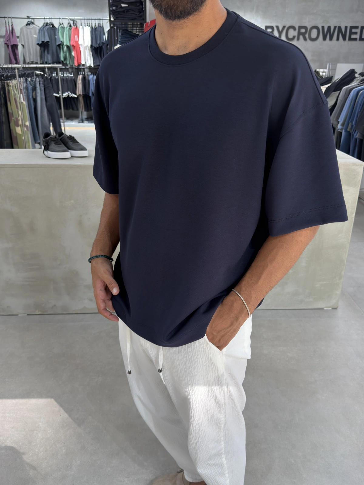 Lacivert Modal Oversize T-Shirt