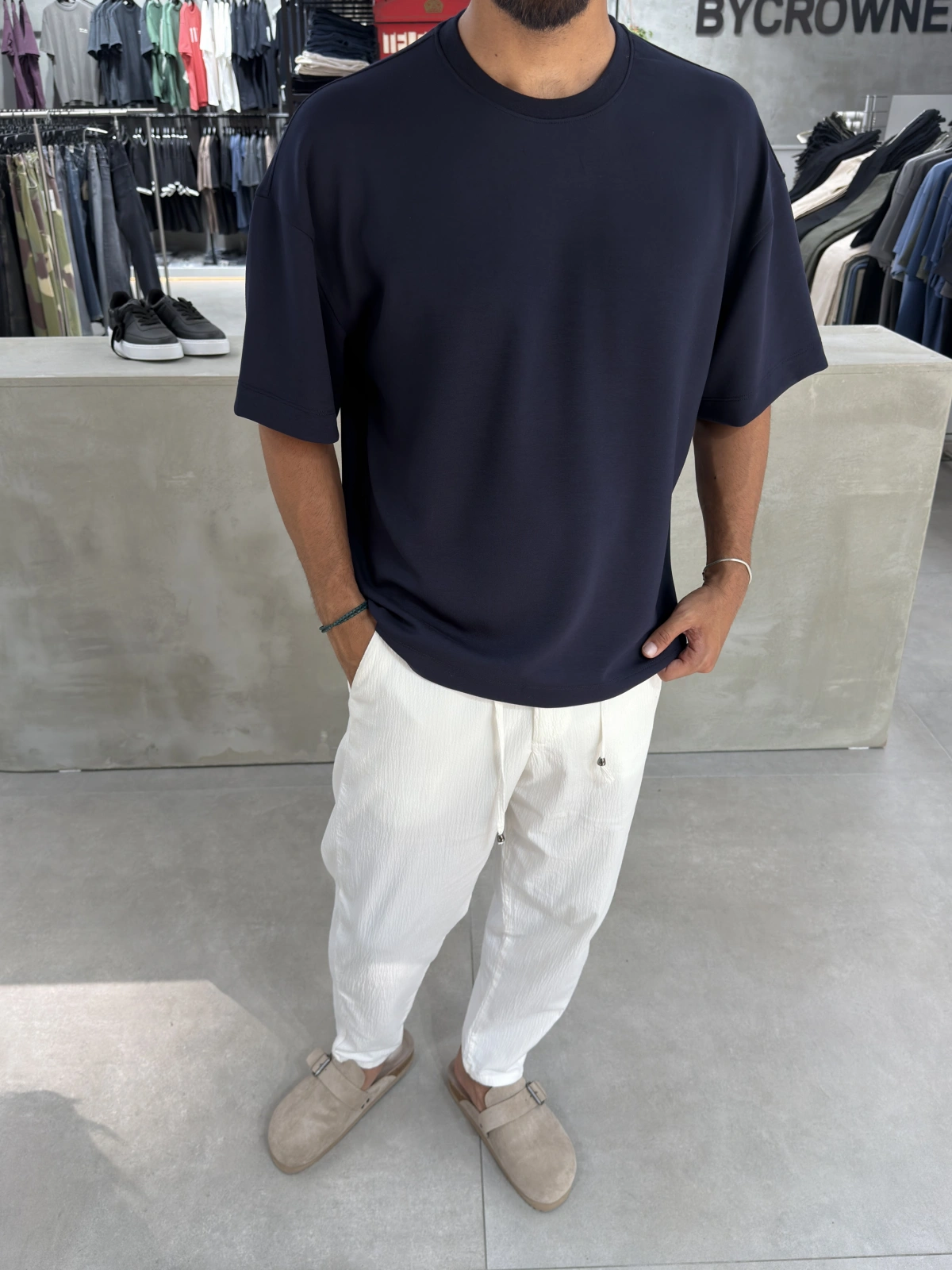 Lacivert Modal Oversize T-Shirt