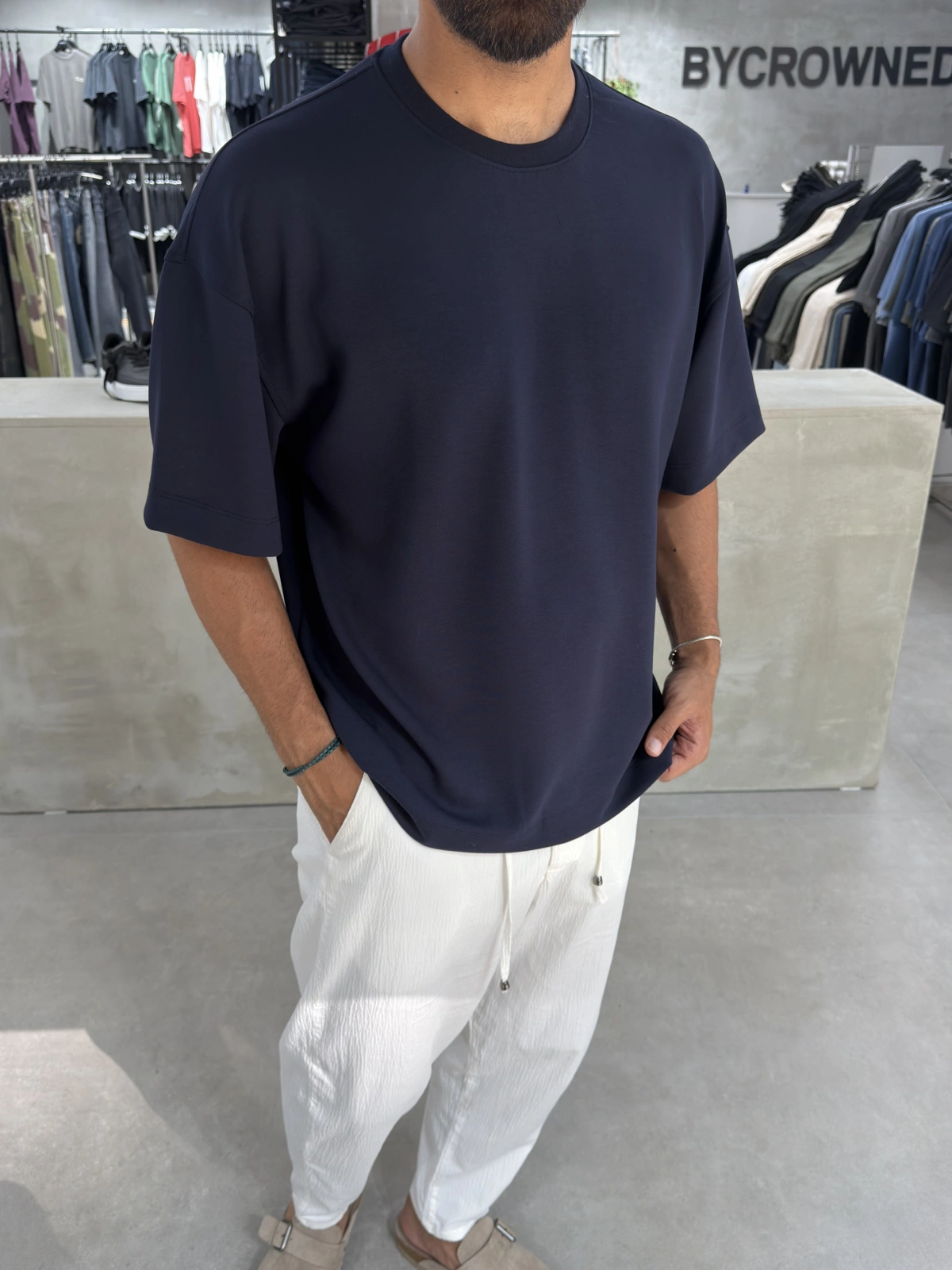Lacivert Modal Oversize T-Shirt