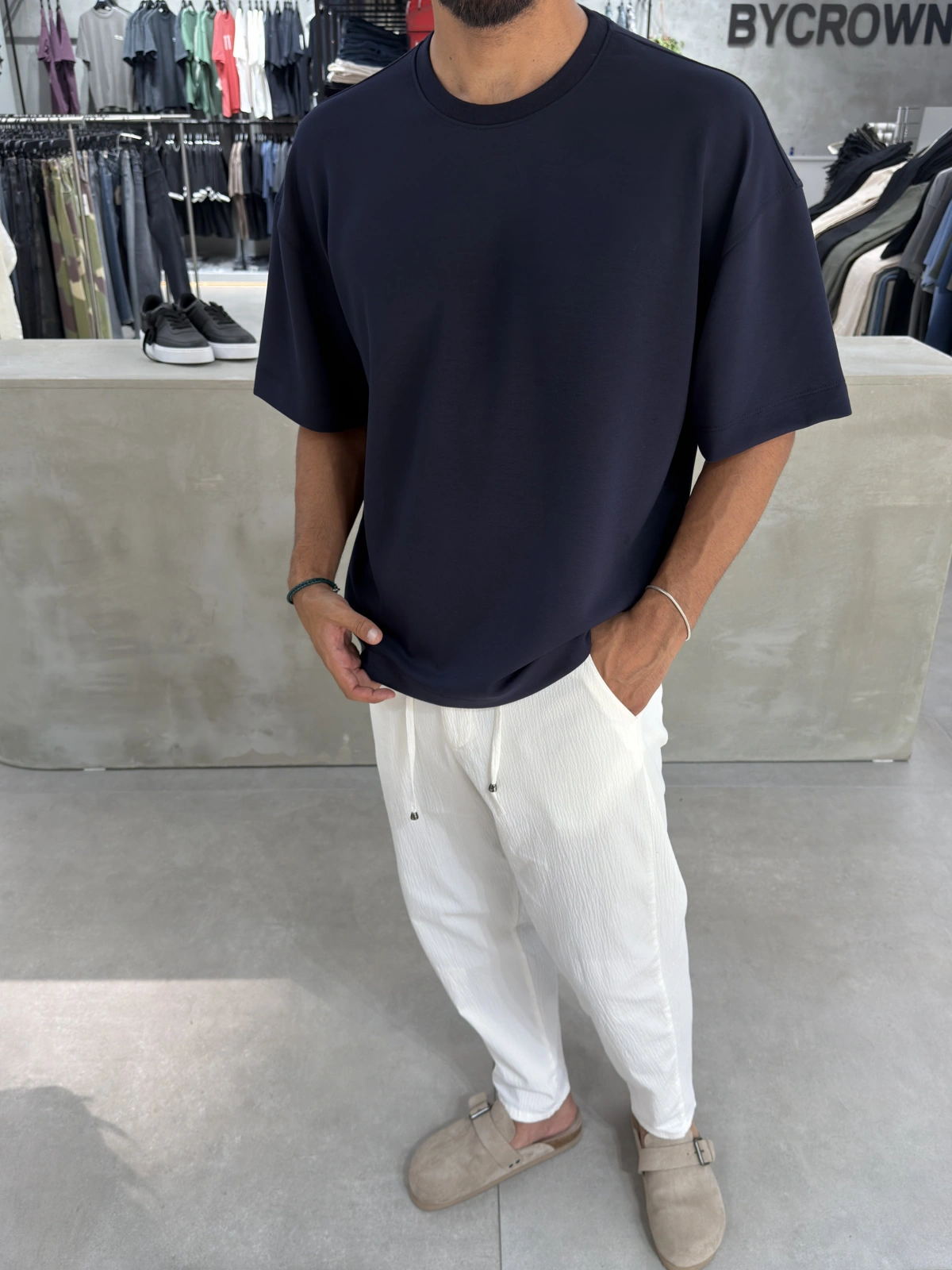 Lacivert Modal Oversize T-Shirt