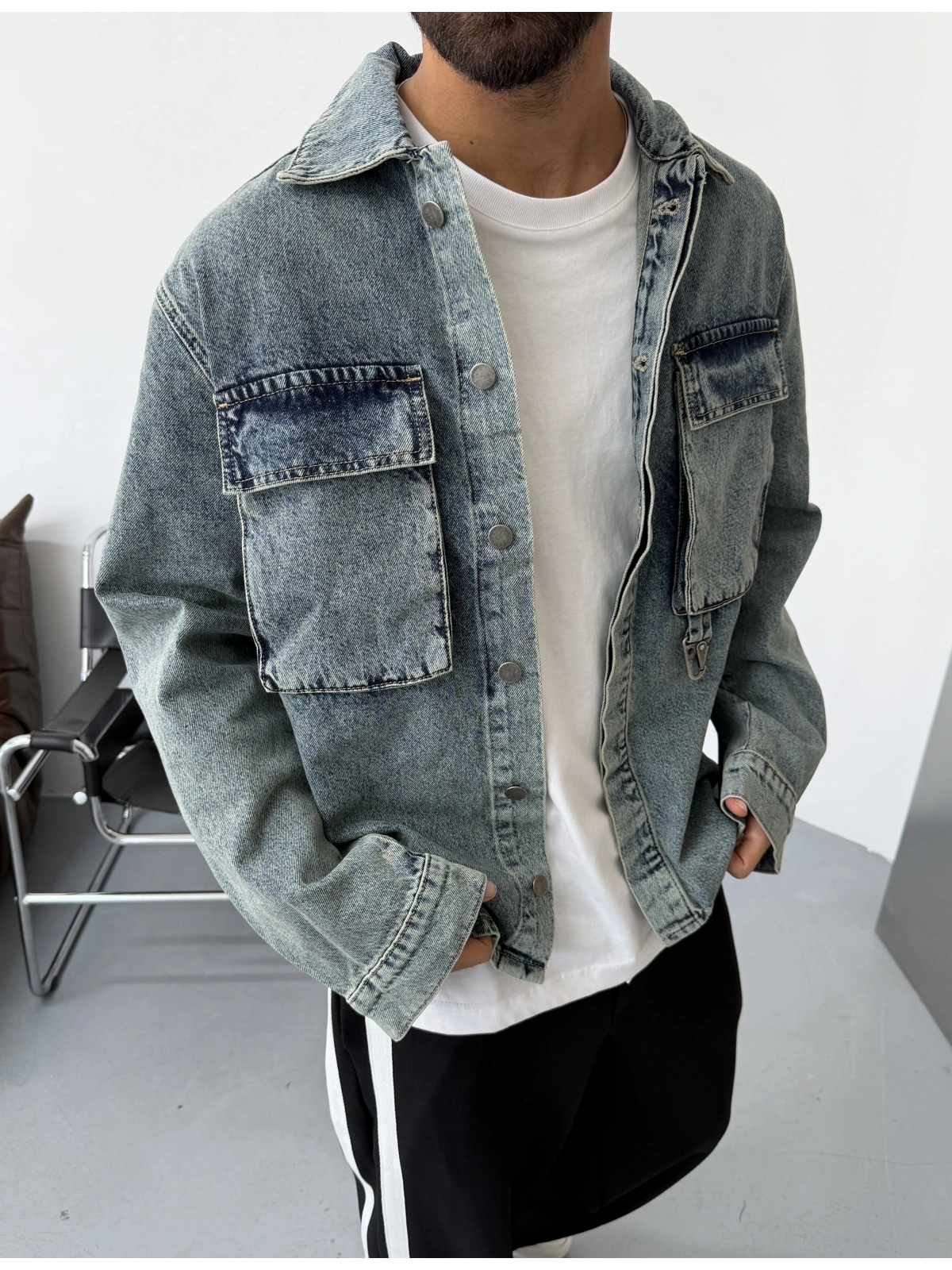 Mavi Eskitme Aksesuar Detay Denim Ceket