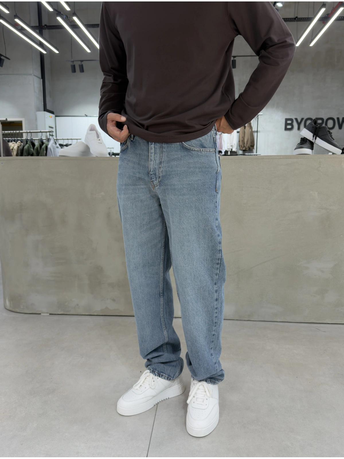 Mavi Yıkamalı Premium Baggy Jeans