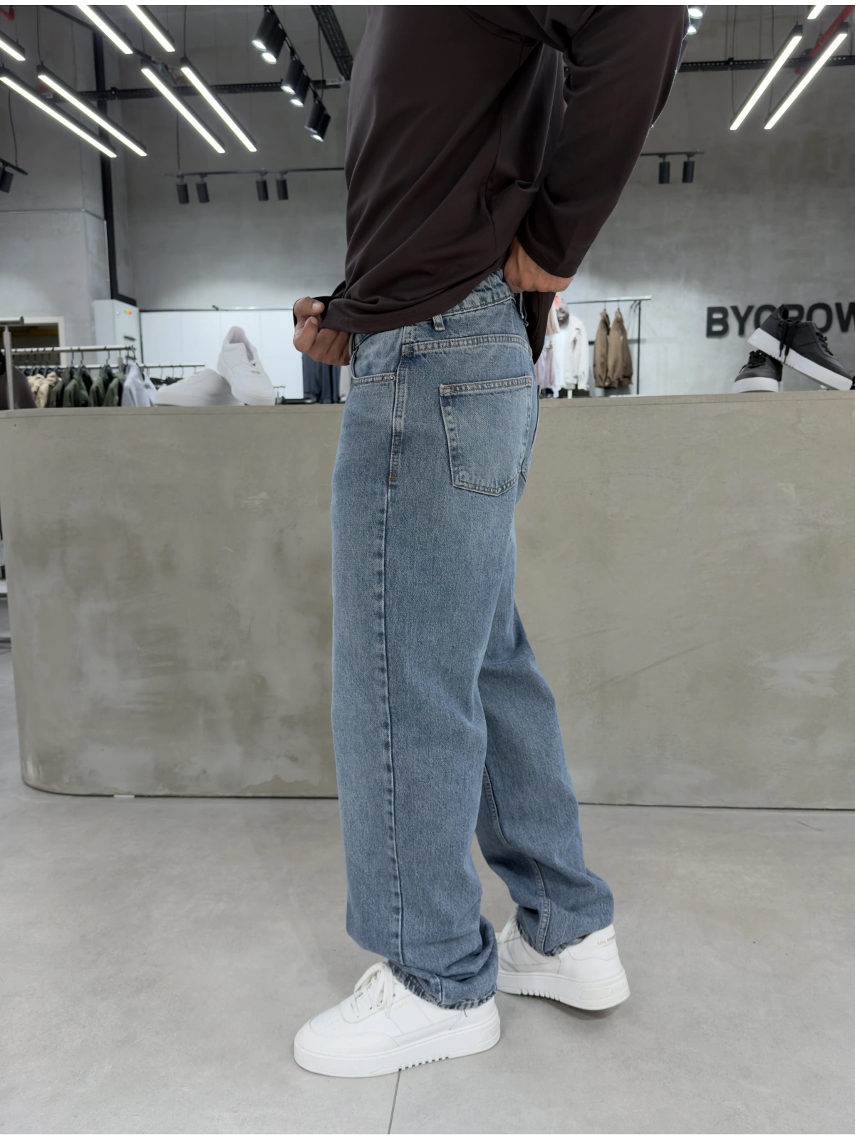Mavi Yıkamalı Premium Baggy Jeans