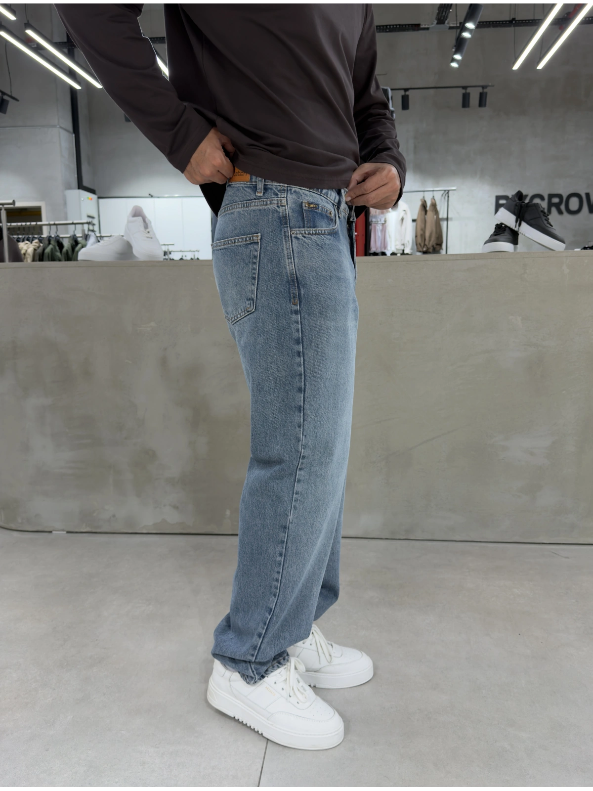 Mavi Yıkamalı Premium Baggy Jeans