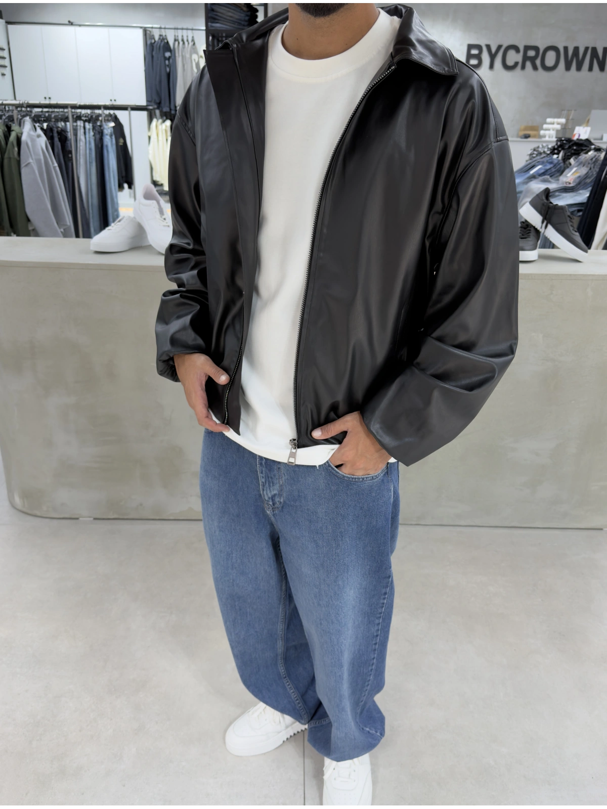 Premium Deri Oversize Bomber Ceket