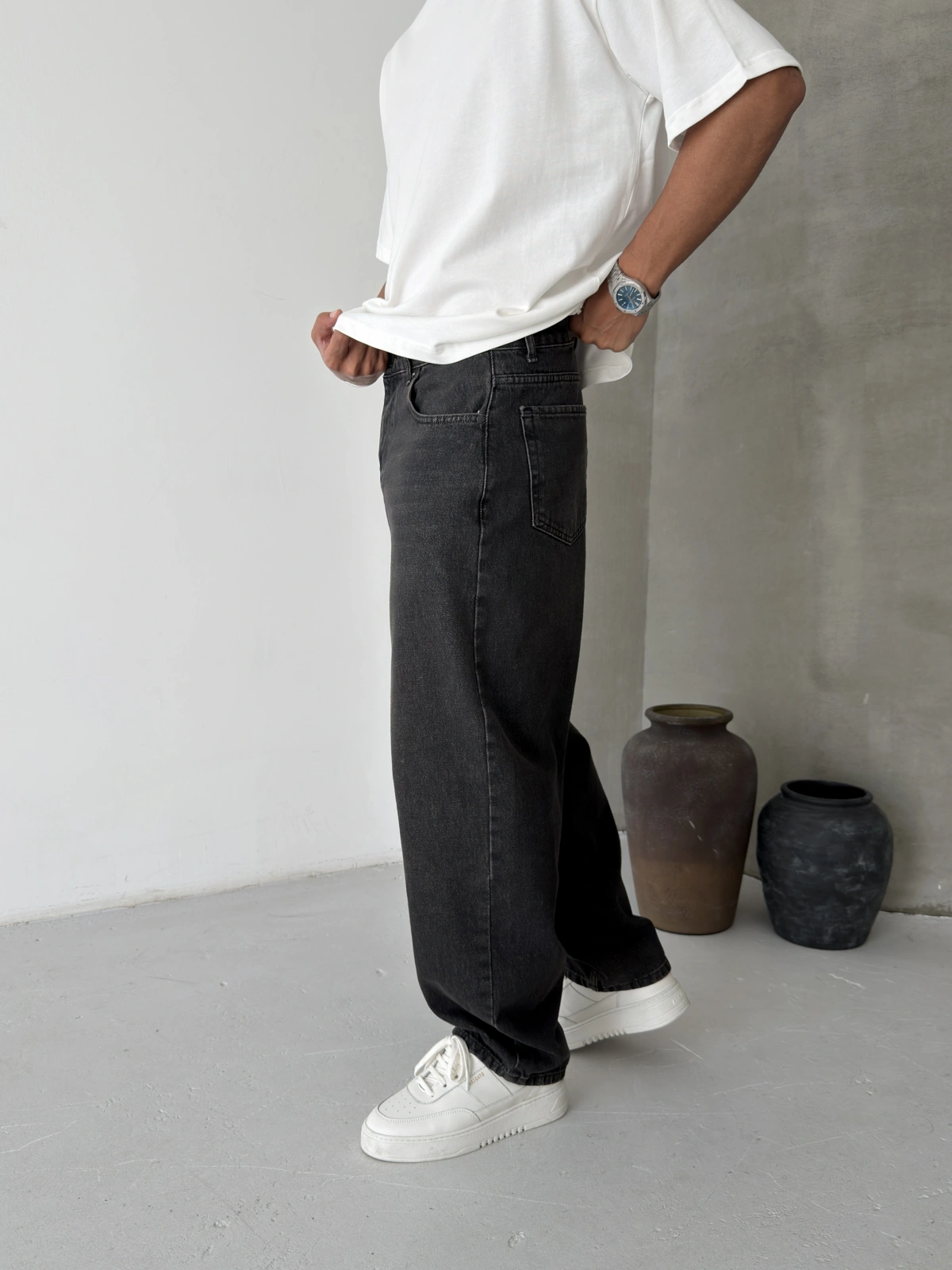 Siyah Baloon Fit Baggy Jean