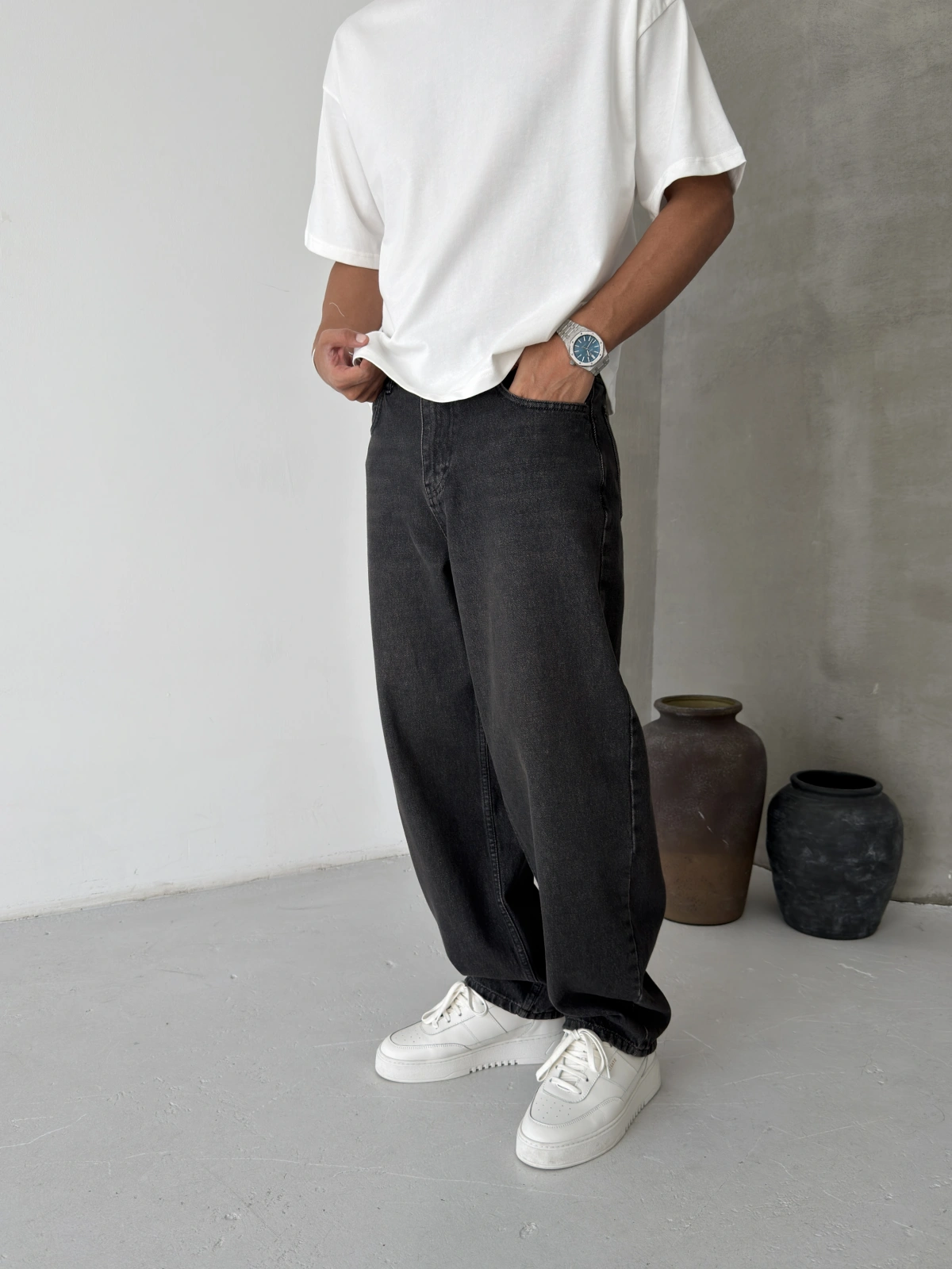 Siyah Baloon Fit Baggy Jean