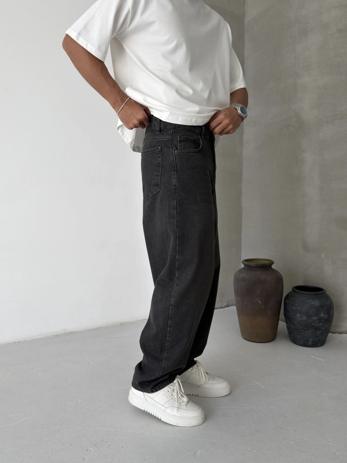 Siyah Baloon Fit Baggy Jean